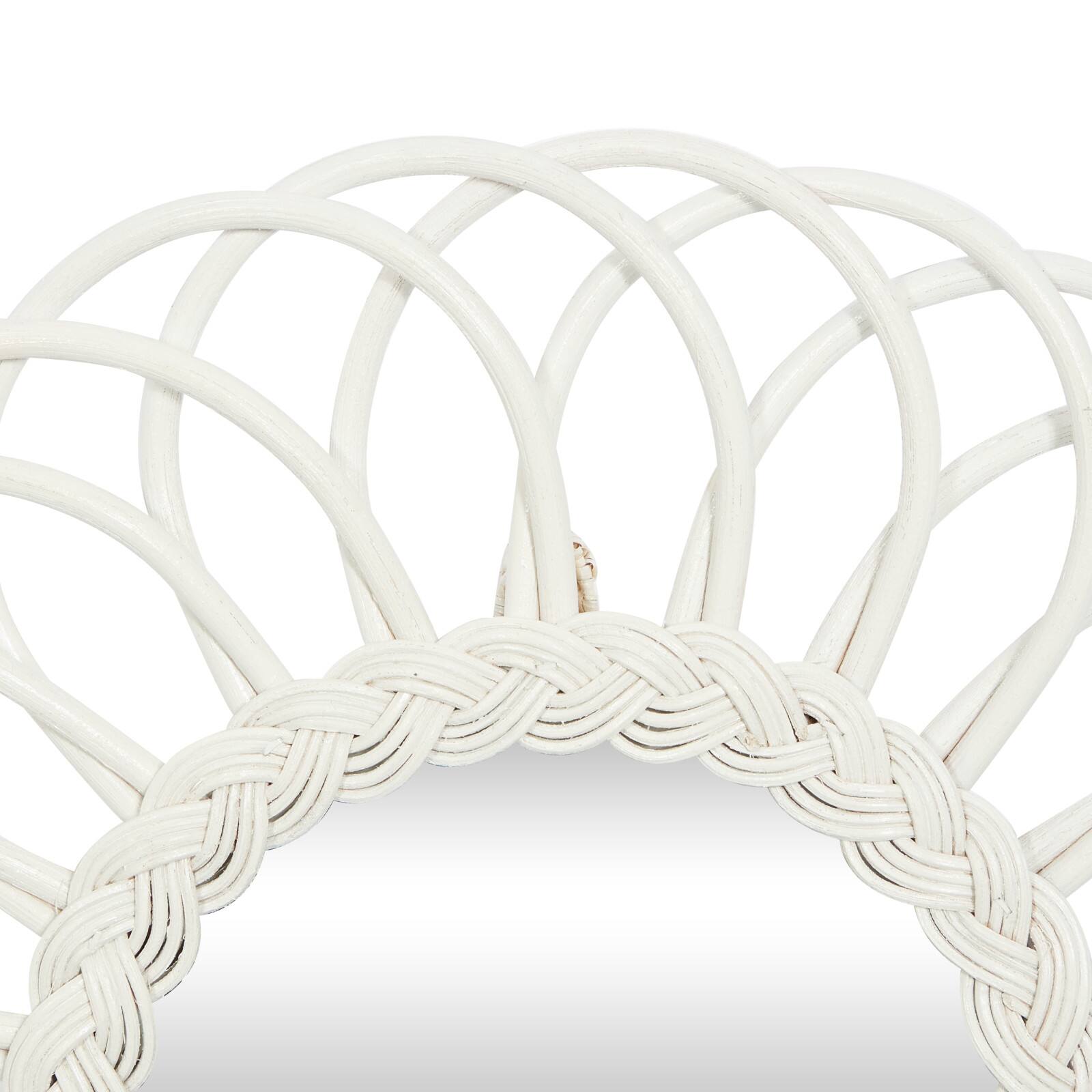 White Woven Rattan Round Wall Mirrors Set