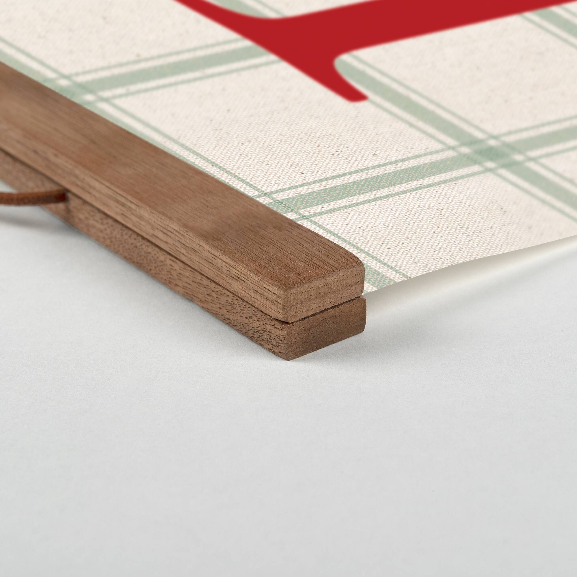 Joy Pointsettia Teak Hanging Canvas Wall Art