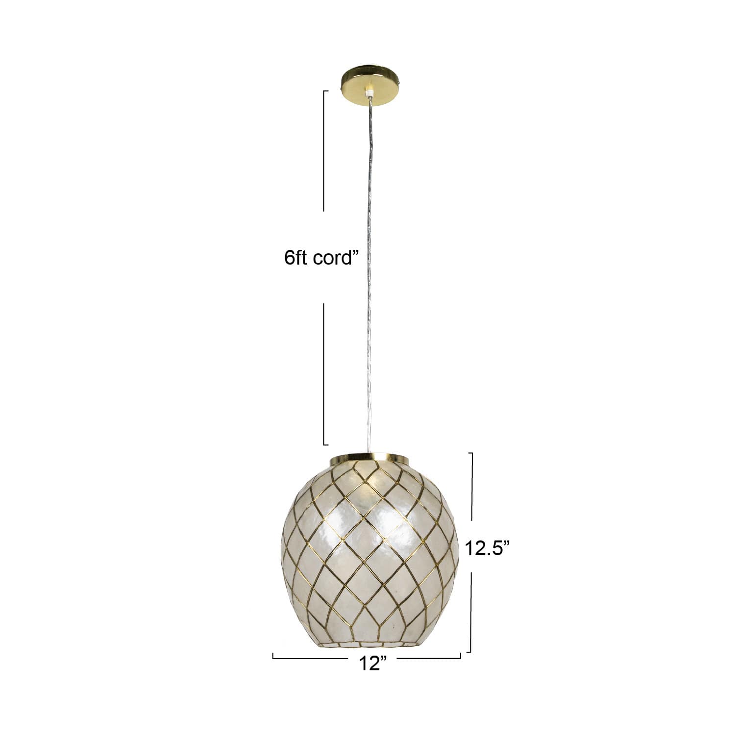 Hello Honey&#xAE; Marina Natural Capiz &#x26; Gold Metal Orb Pendant Ceiling Light