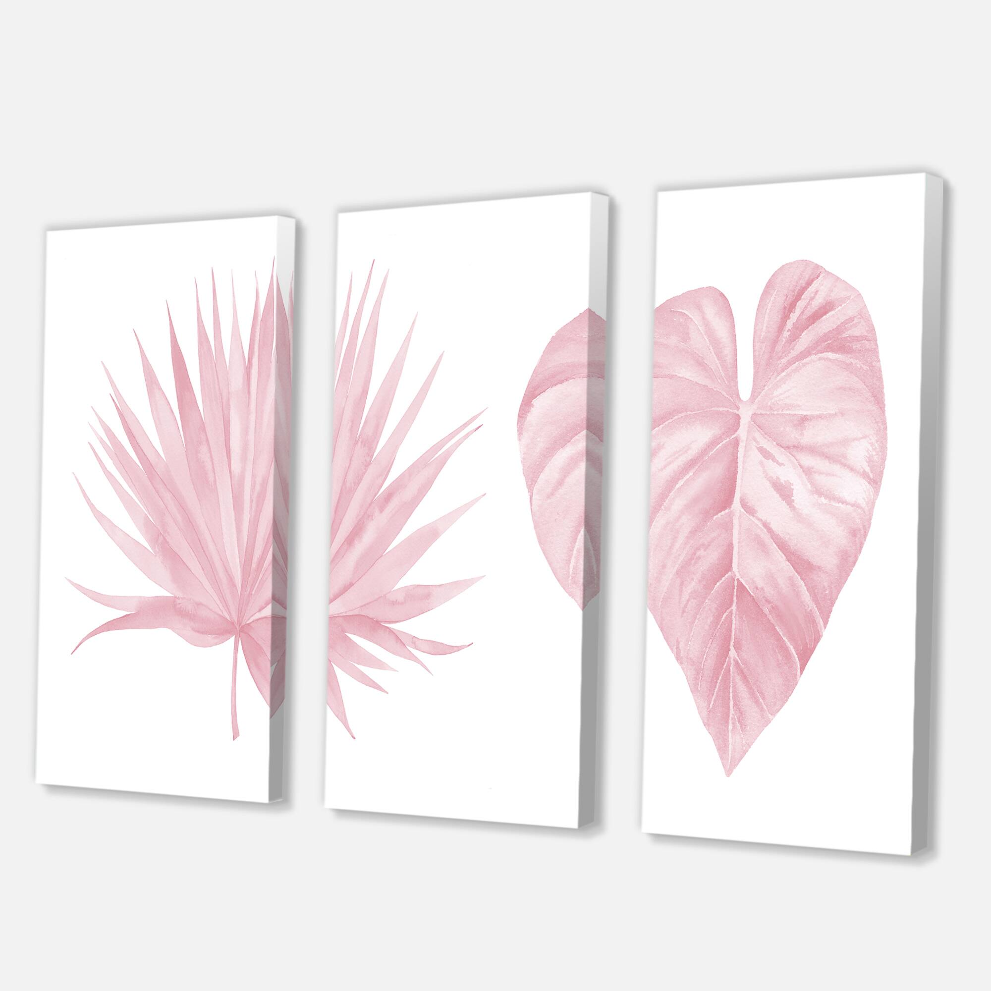 Designart - Tropical Pink Watercolour Leaves II