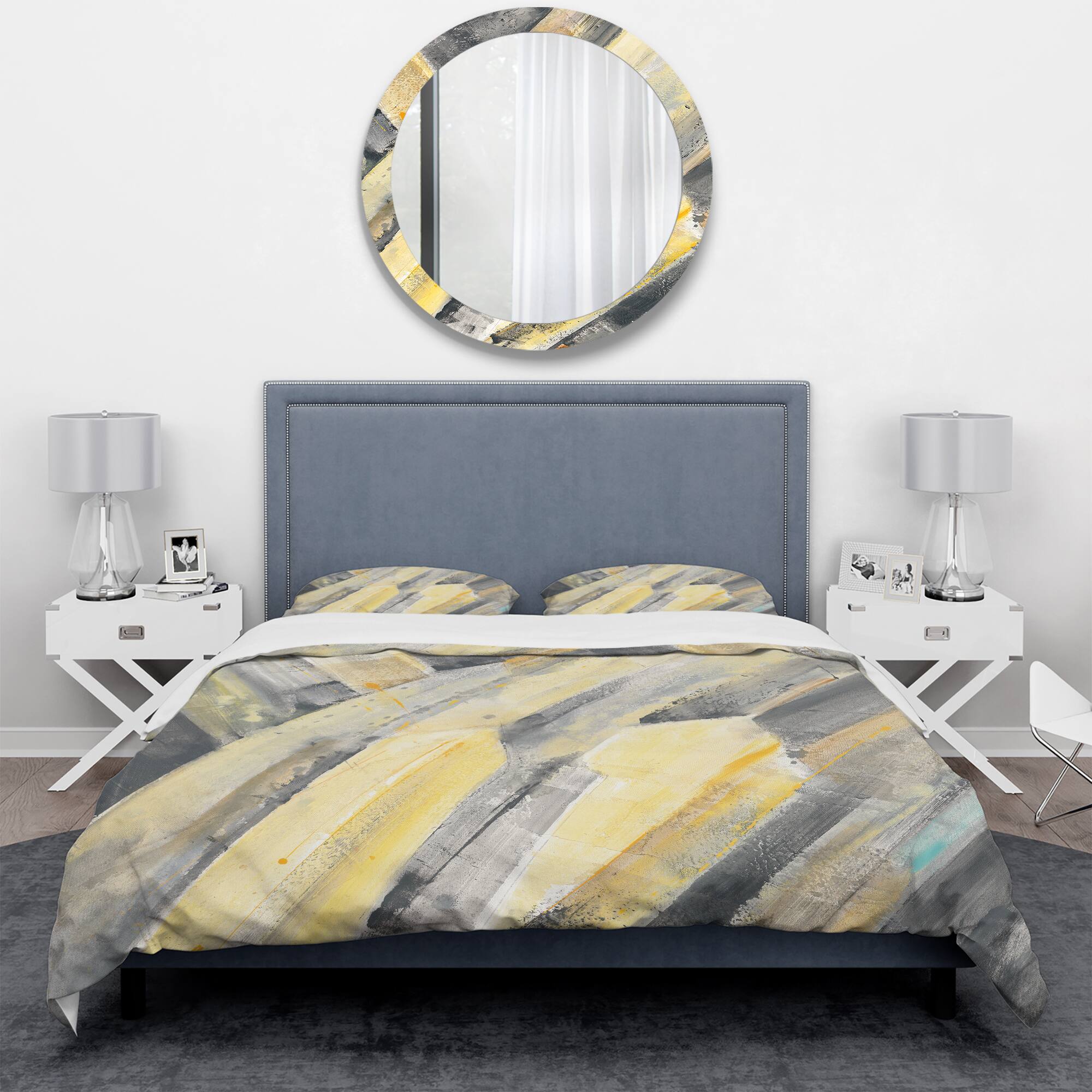 Designart 'Geometric Beige Glacier' Geometric Bedding Set