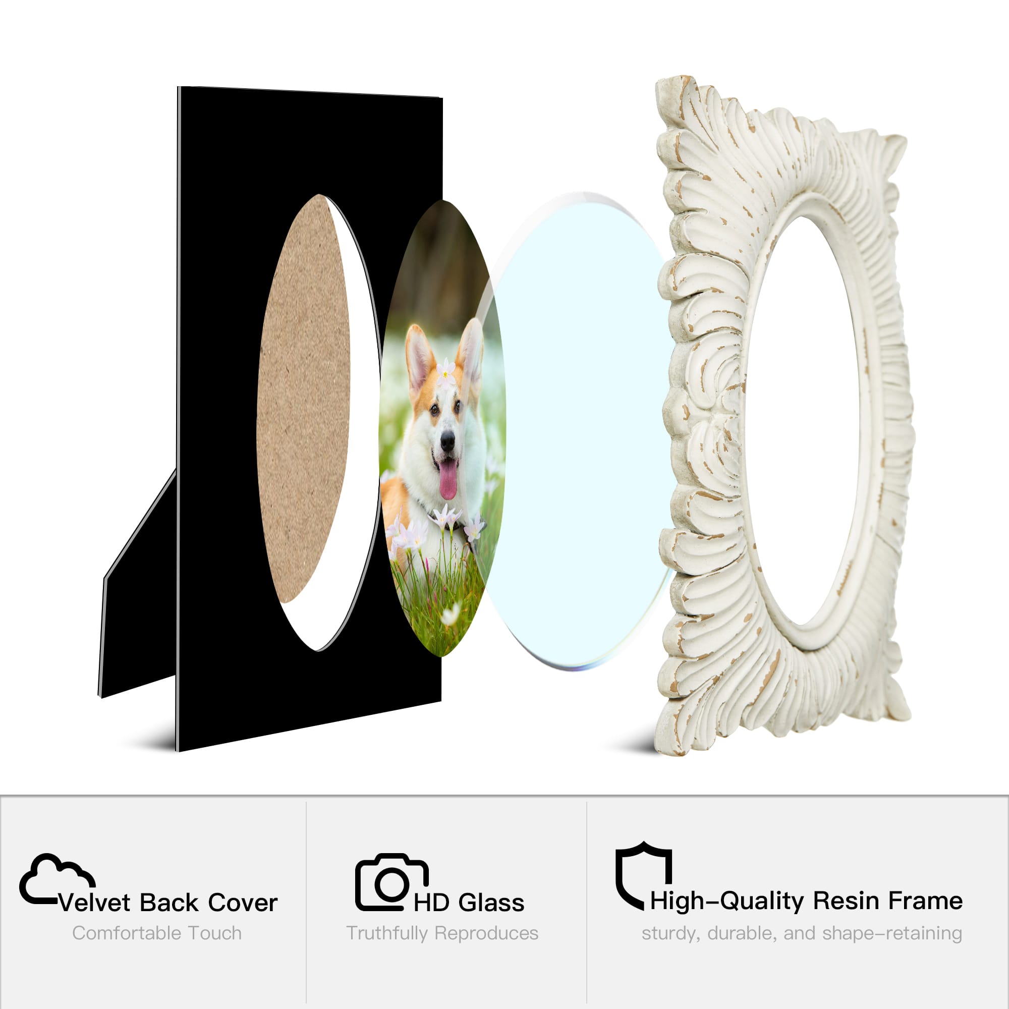 Glitzhome&#xAE; 2 Pack 4&#x22; x 6&#x22; White Ornate Resin Tabletop Picture Frames