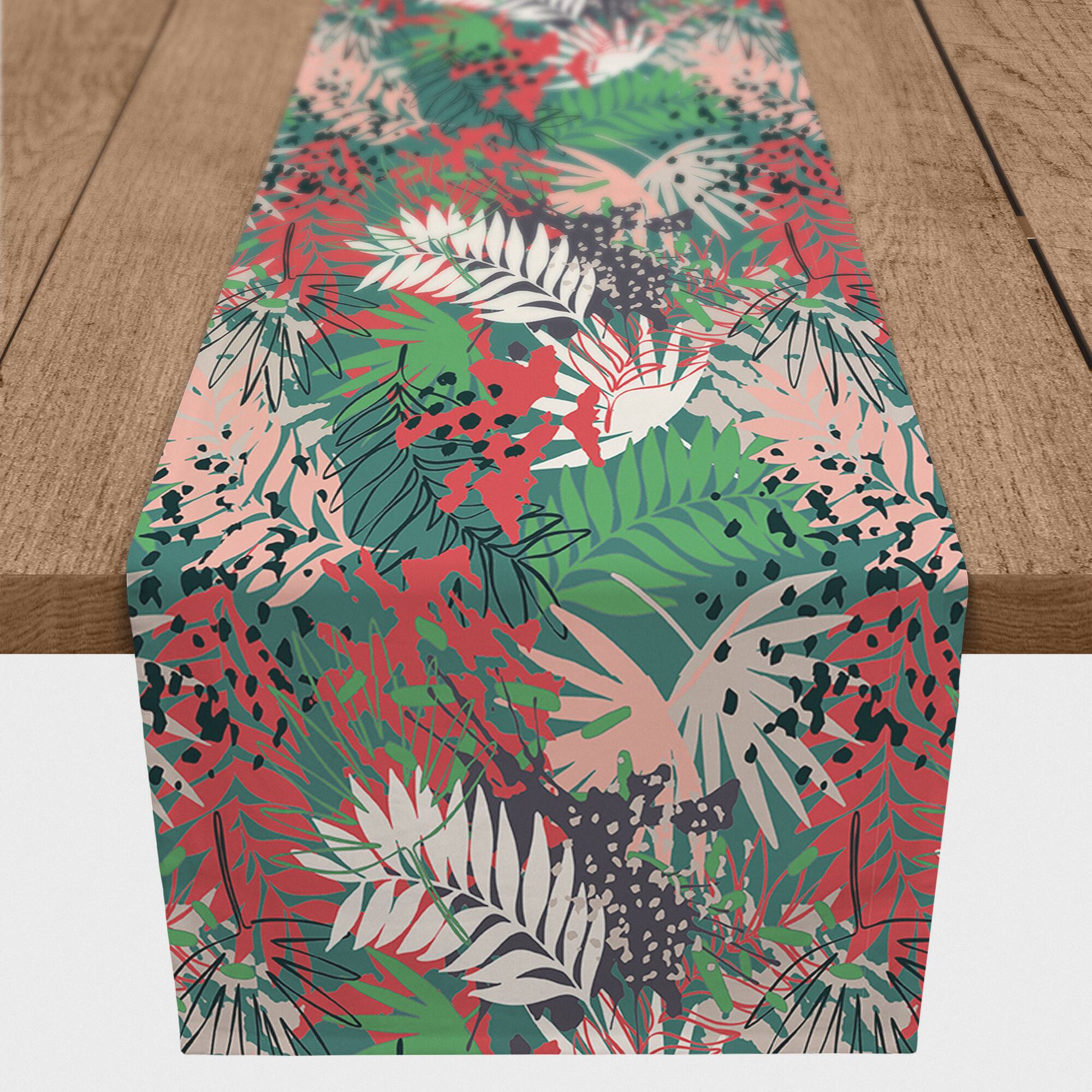 90'' Jungle Pattern Cotton Twill Table Runner