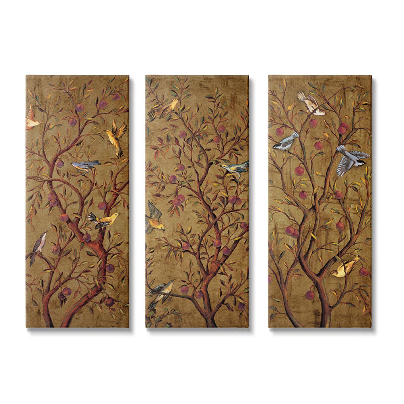 Stupell Industries Vintage Plum Tree with Perched Birds Wall Art, 3ct.