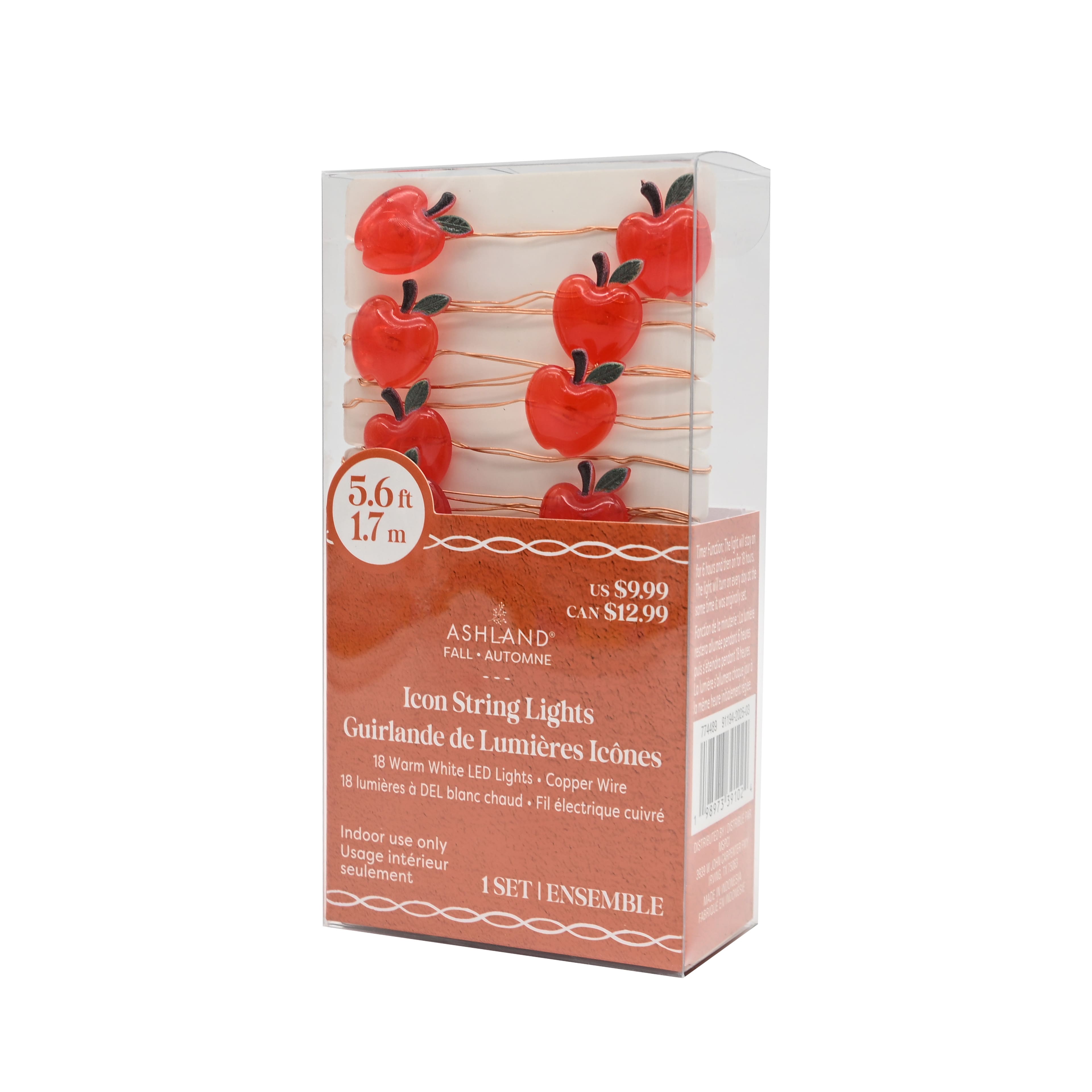 18ct. Warm White LED Apple Icon String Lights by Ashland&#xAE;