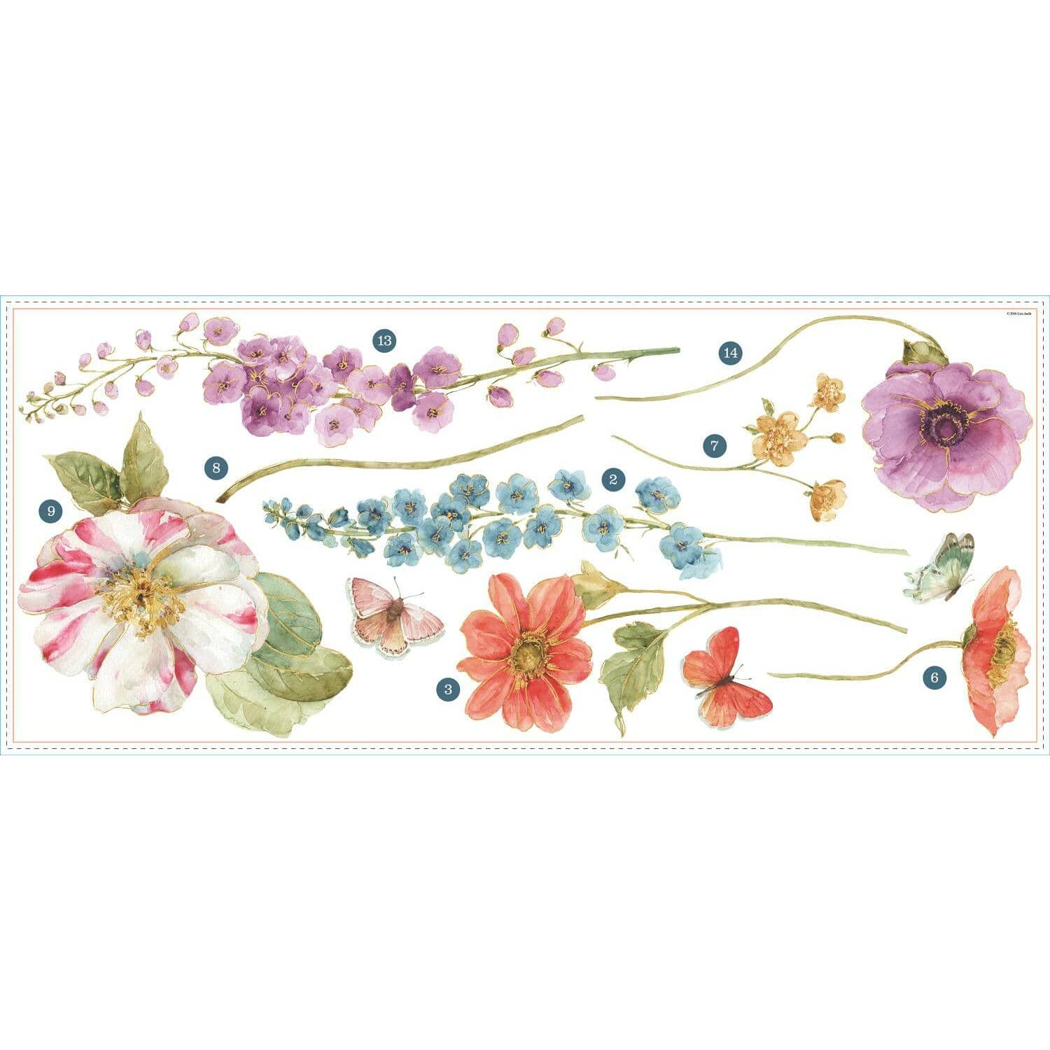 RoomMates Lisa Audit Garden Flowers Giant Decals