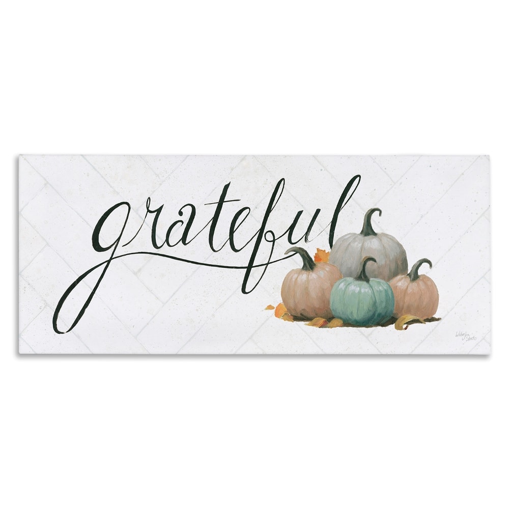 Stupell Industries Grateful with Pumpkins Canvas Wall Art
