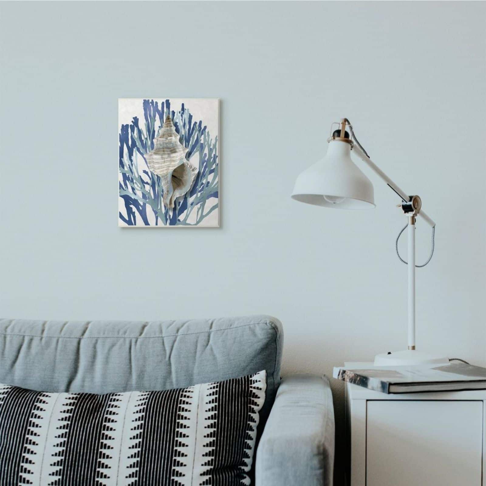 Stupell Industries Blue Coral & Shell Wall Art in White Frame
