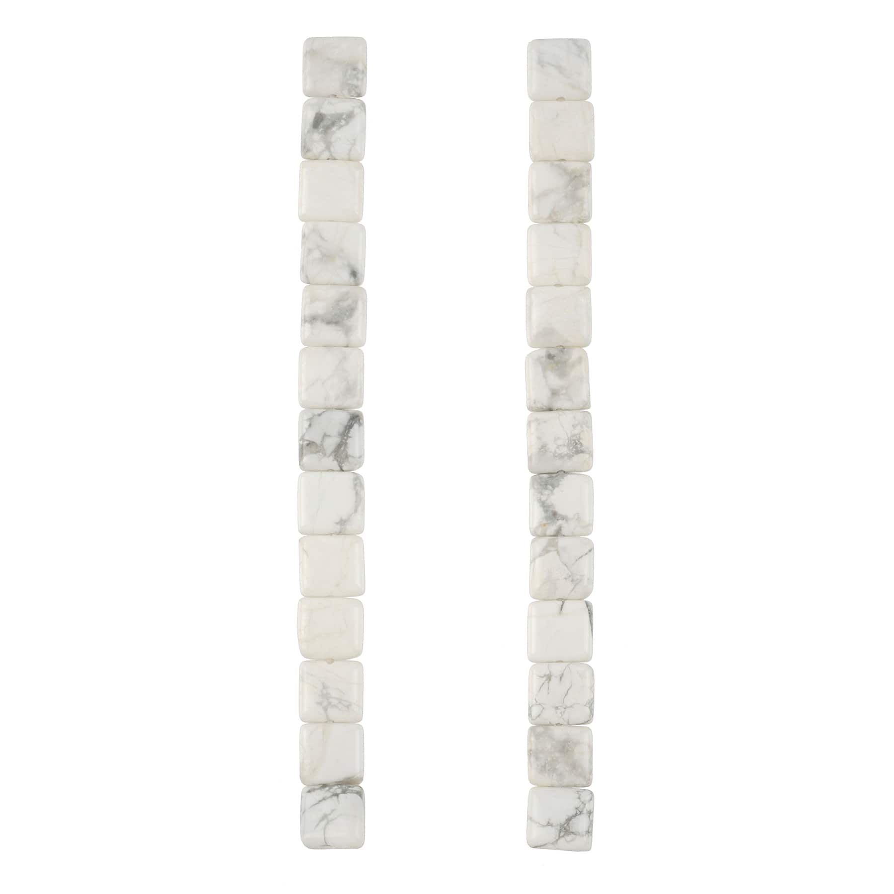 6 Pack: White Howlite Flat Square Beads, 10mm by Bead Landing™