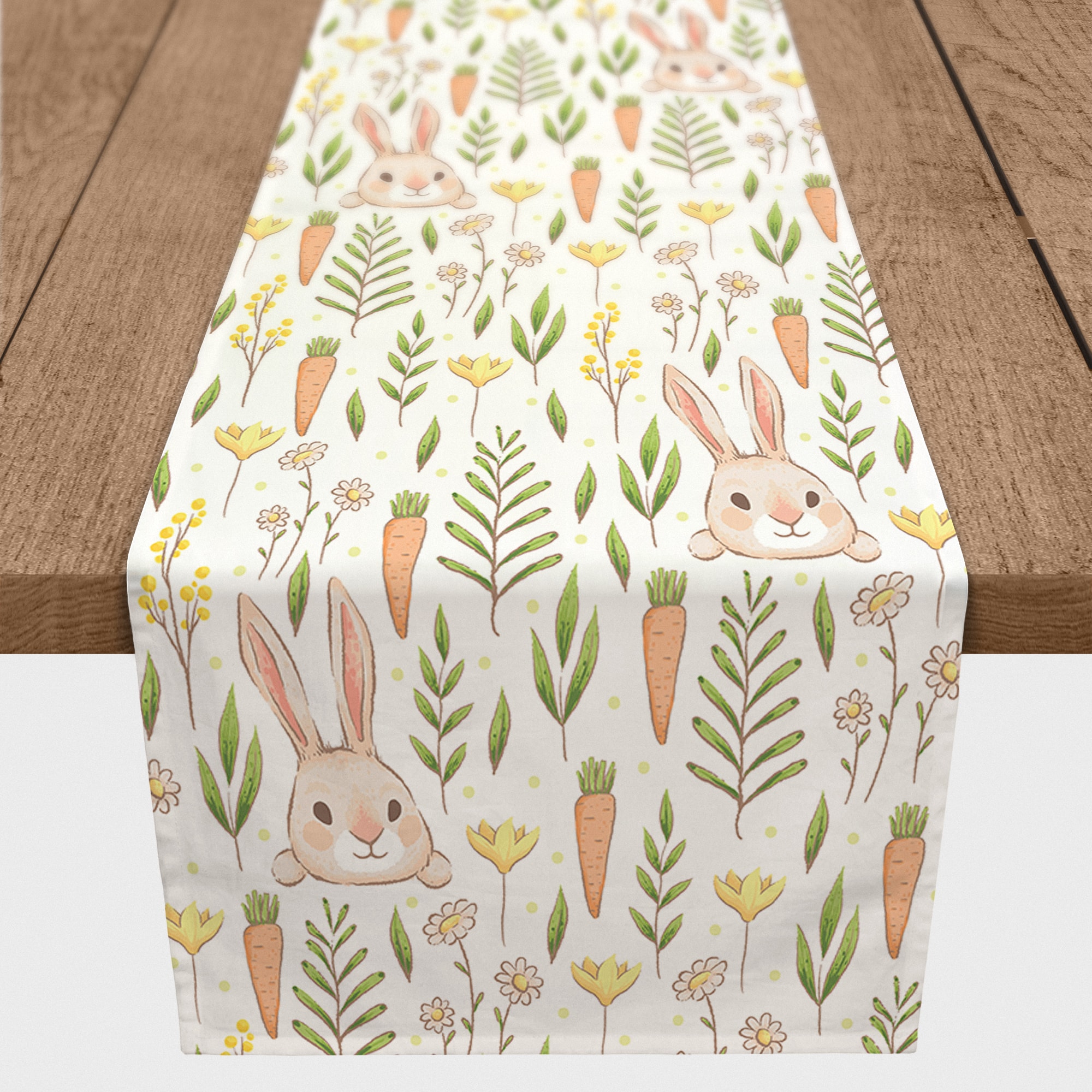 Bunny And Carrot Pattern Runner 2 16" x 90" Cotton Twill Runner