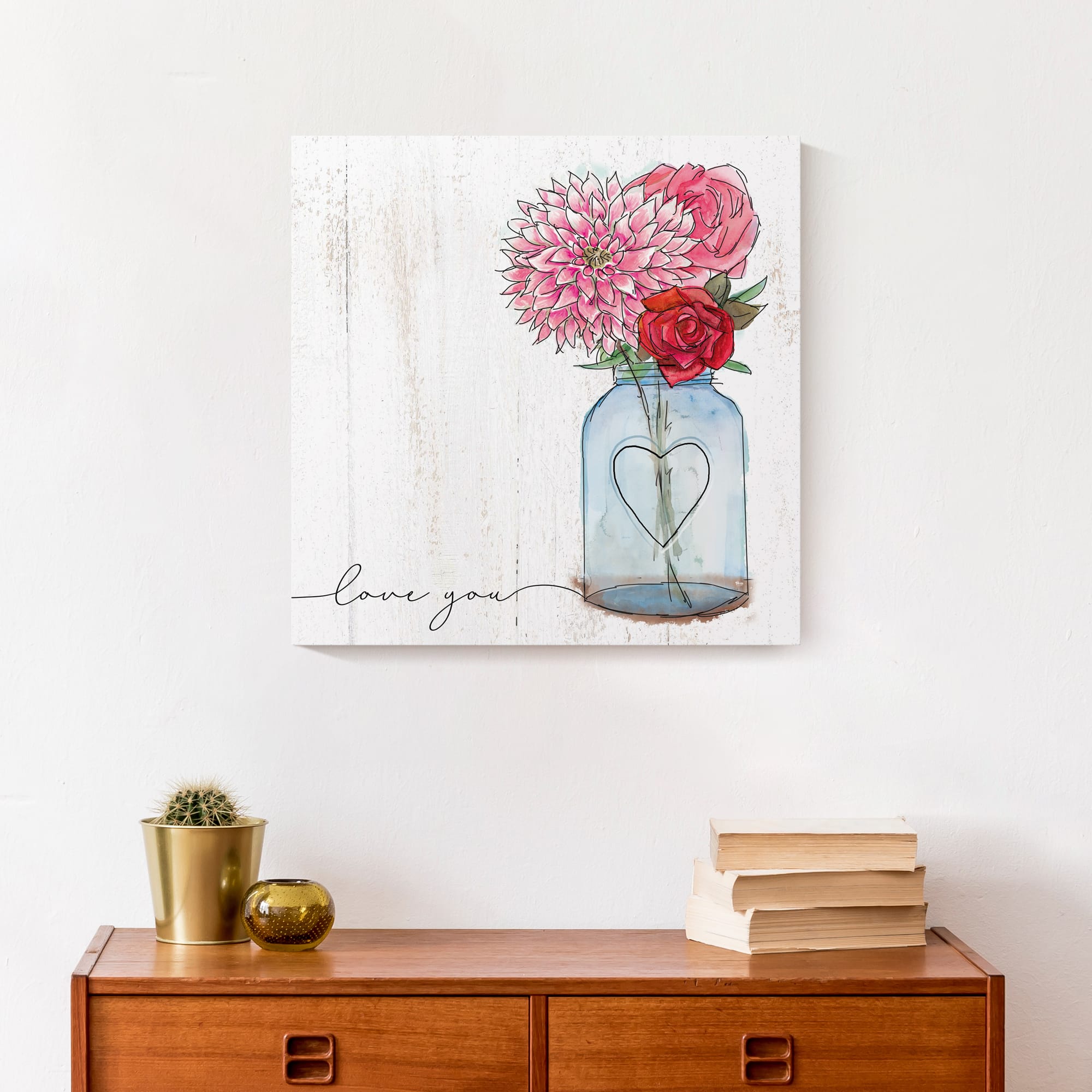 Watercolor Vase Of Flowers Canvas Wall Art
