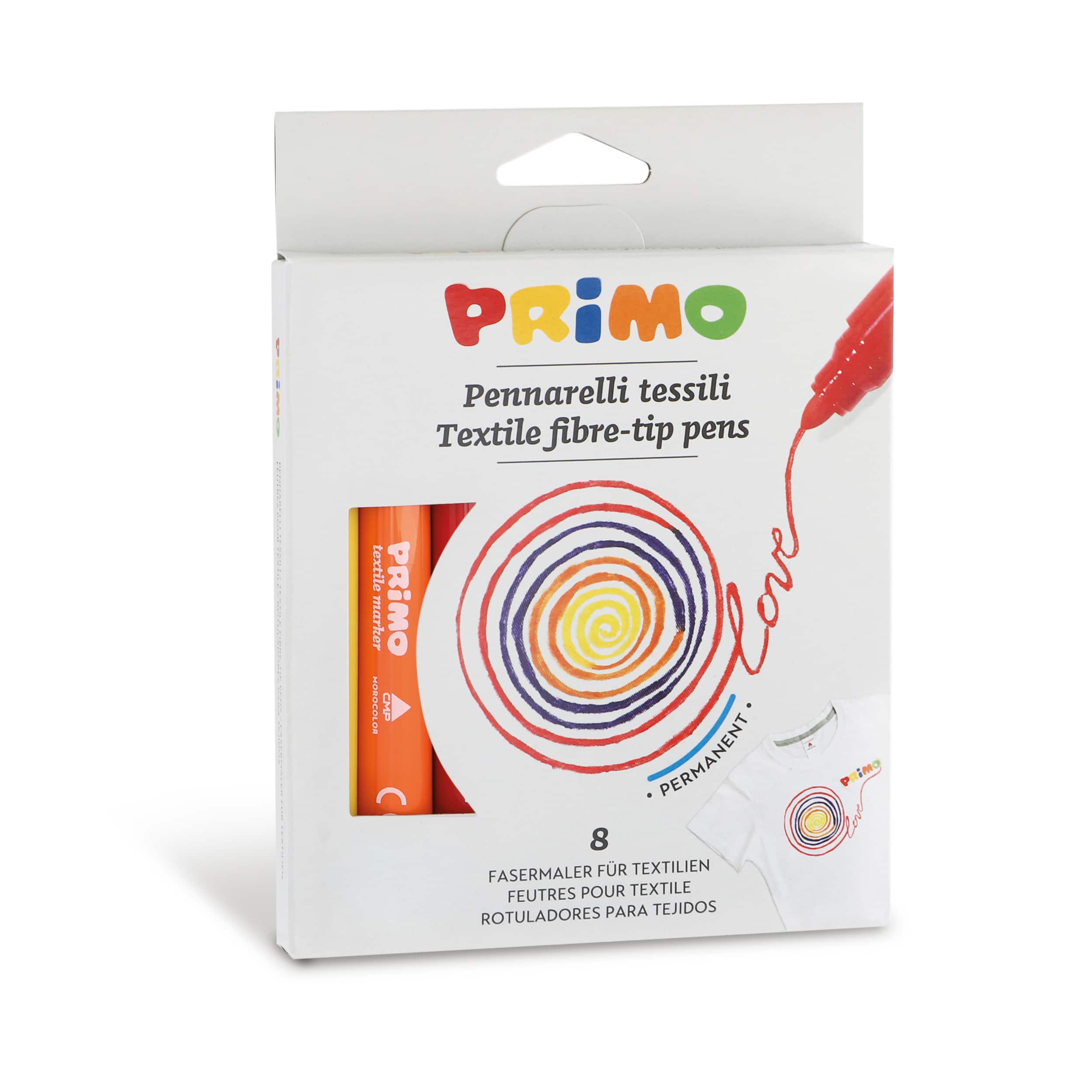 PRiMO 8 Color Textile Fiber-Tip Marker Pen Set