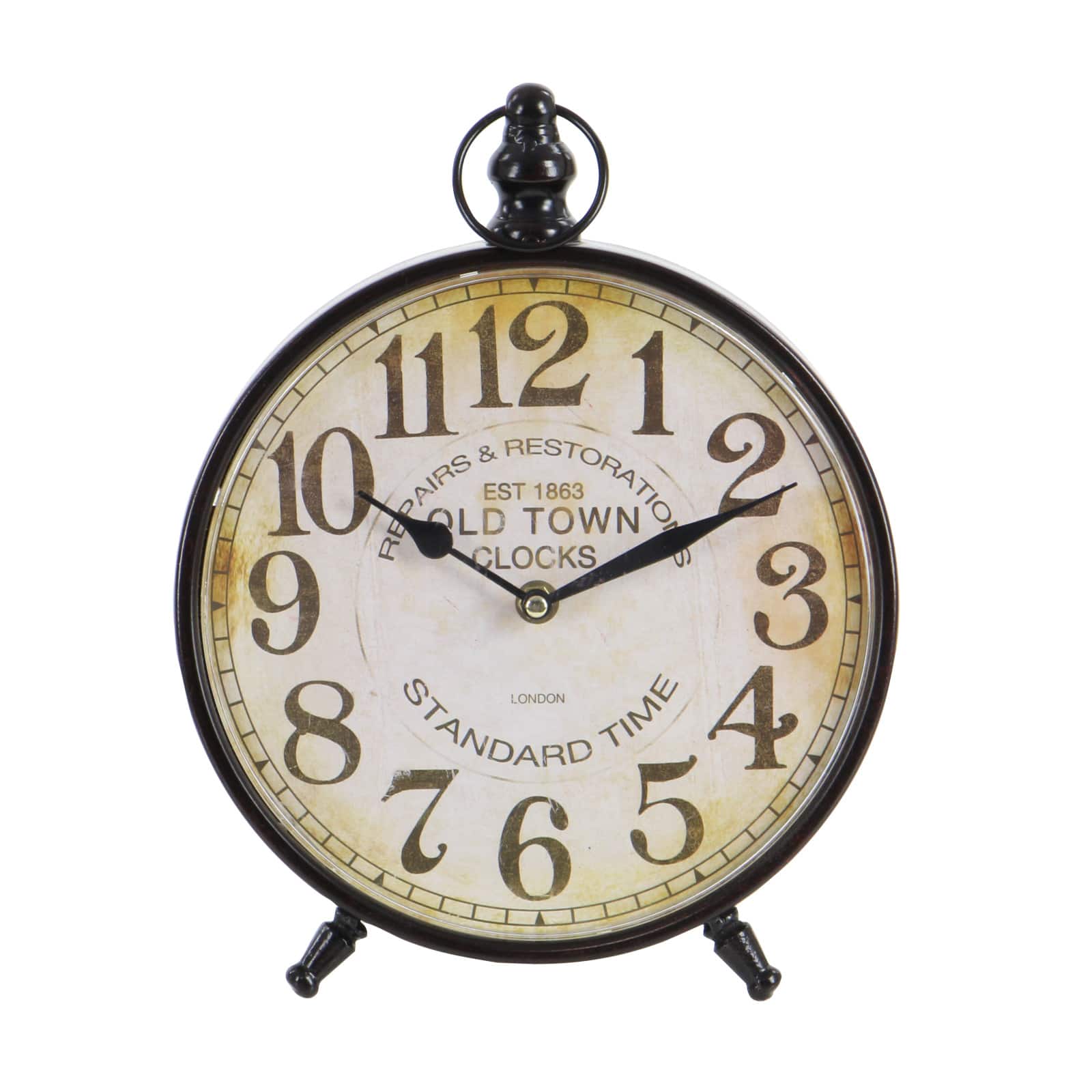 12&#x22; Wide Round Vintage Black Metal Clock Set