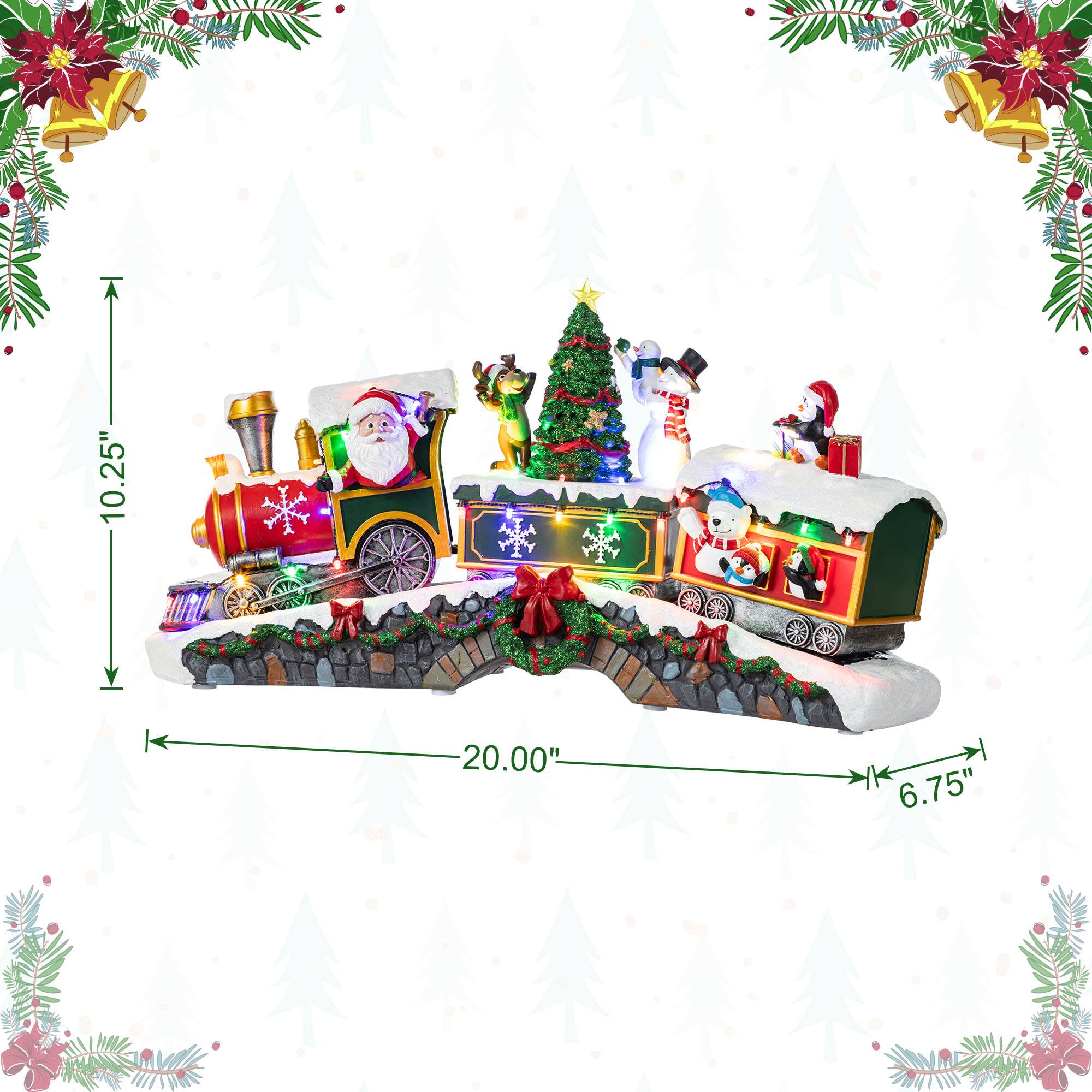 Glitzhome&#xAE; 20&#x22; Lighted Christmas Santa Train Resin Village with Movement and Music
