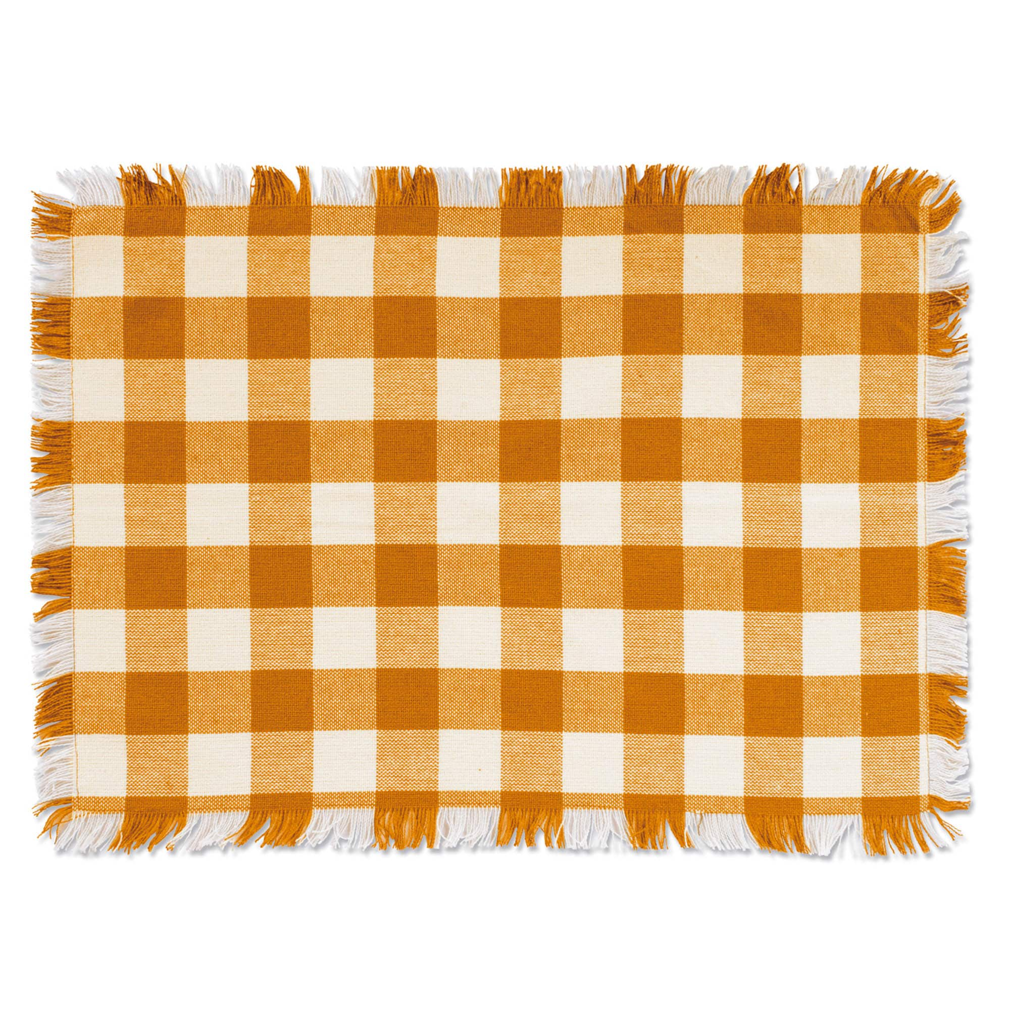 DII&#xAE; Pumpkin Spice Heavyweight Check Fringed Placemat Set