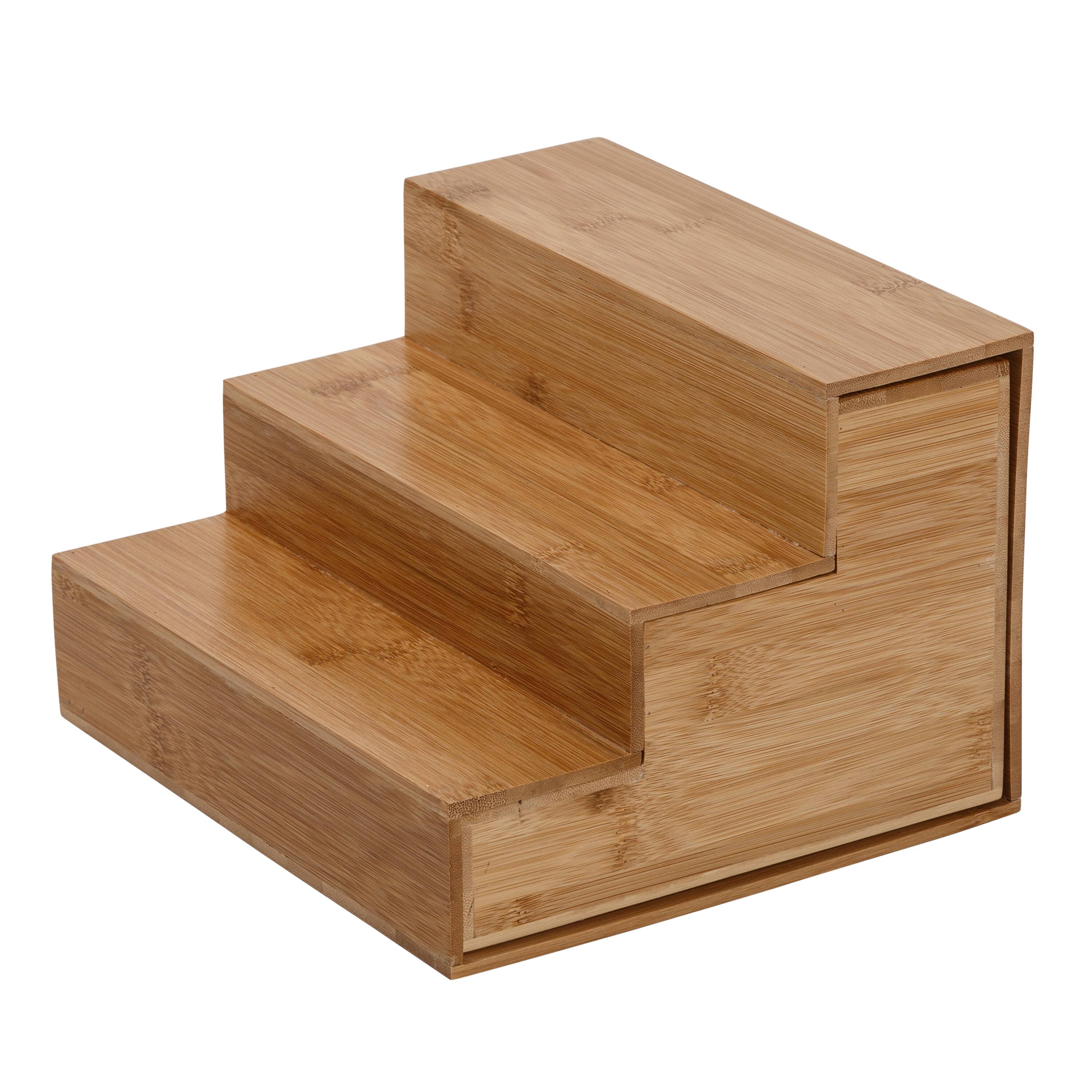 Honey Can Do Adjustable 3-Tier Bamboo Spice Rack Organizer