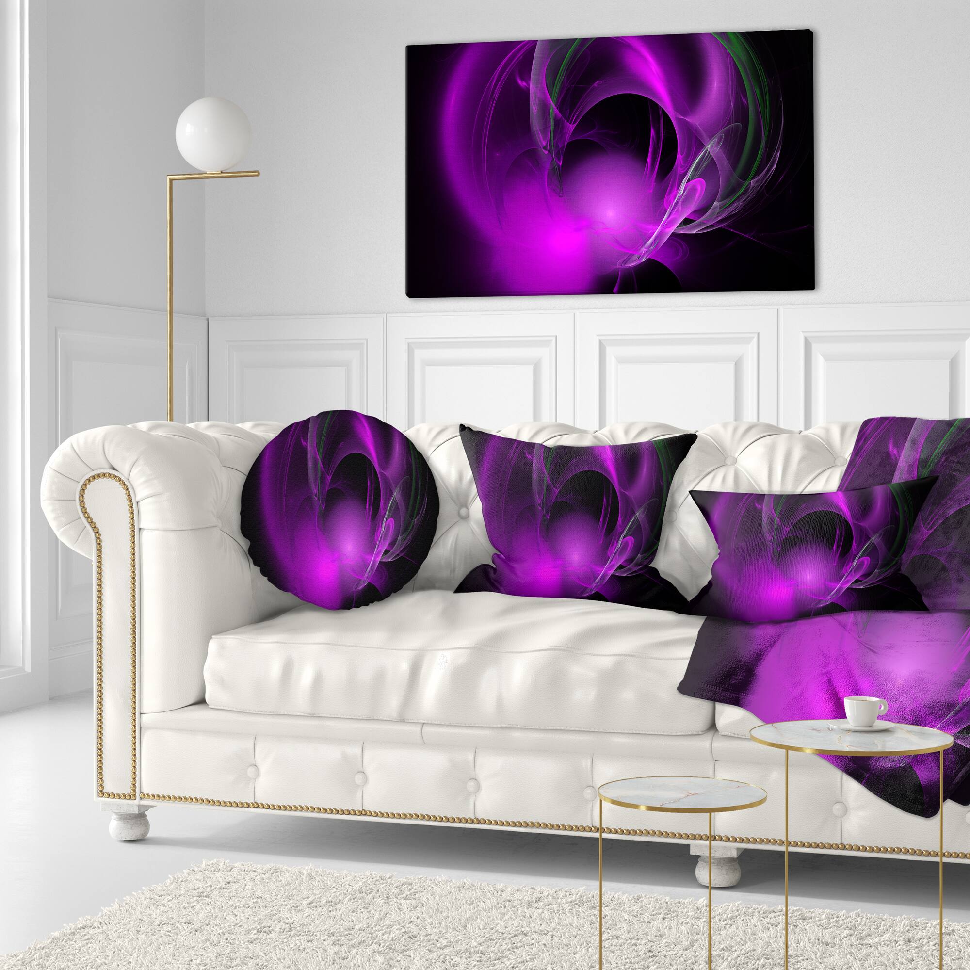 Designart - Purple Fractal Galactic Nebula - Abstract Wall Art Canvas