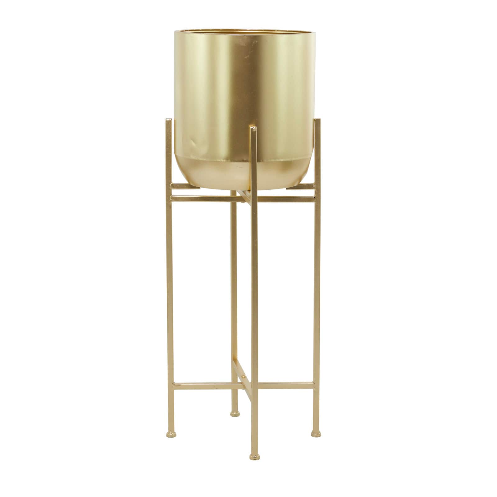 Gold Modern Planter, 13&#x22; x 13&#x22; x 46&#x22;