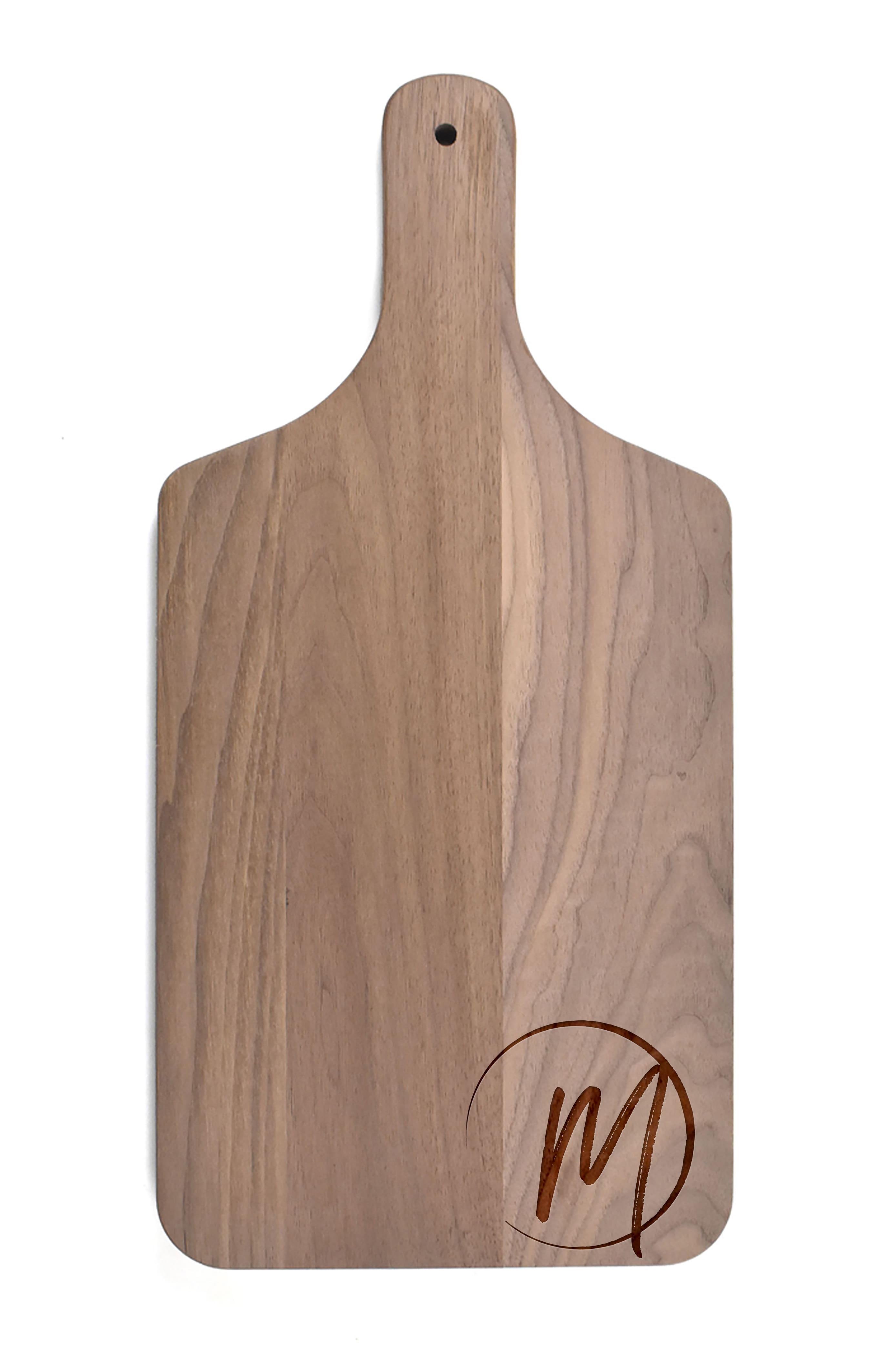 Circle Monogram Walnut Paddle Cutting Board