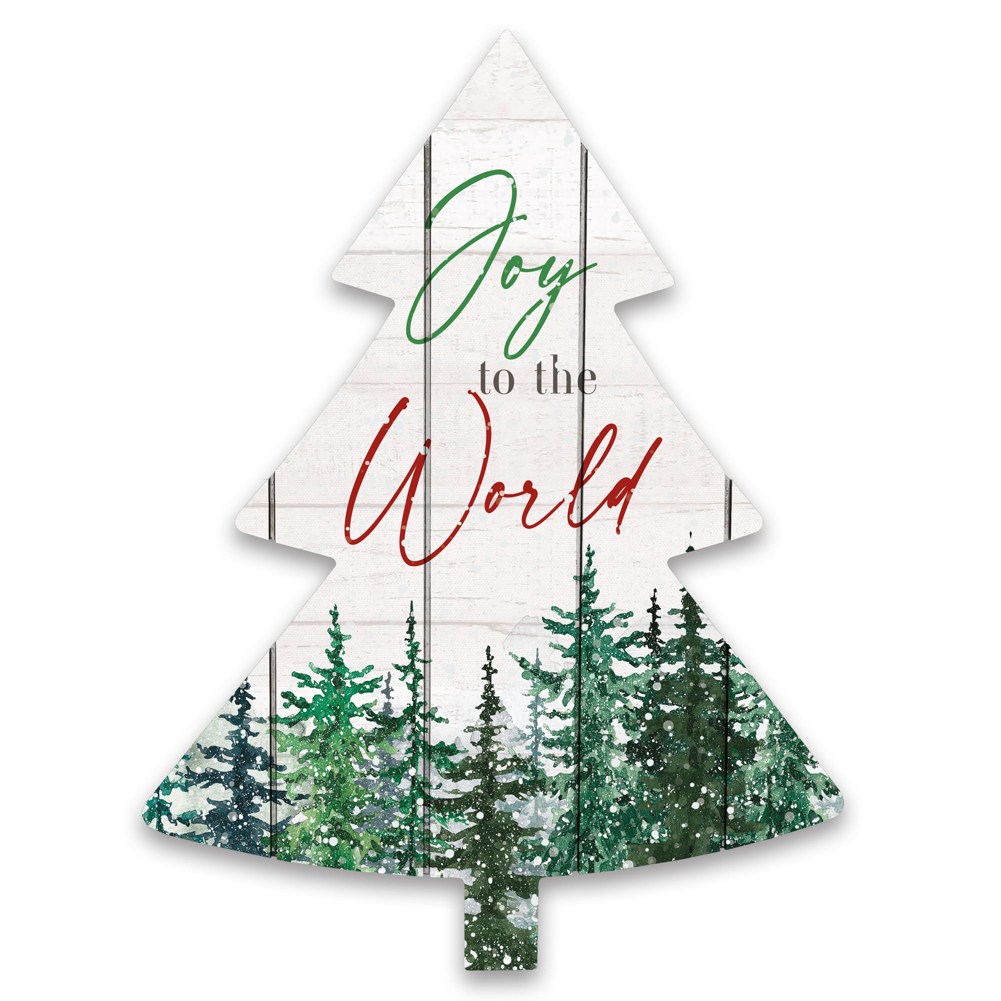 Joy to the World Tree Shaped Wood Pallet Wall Art