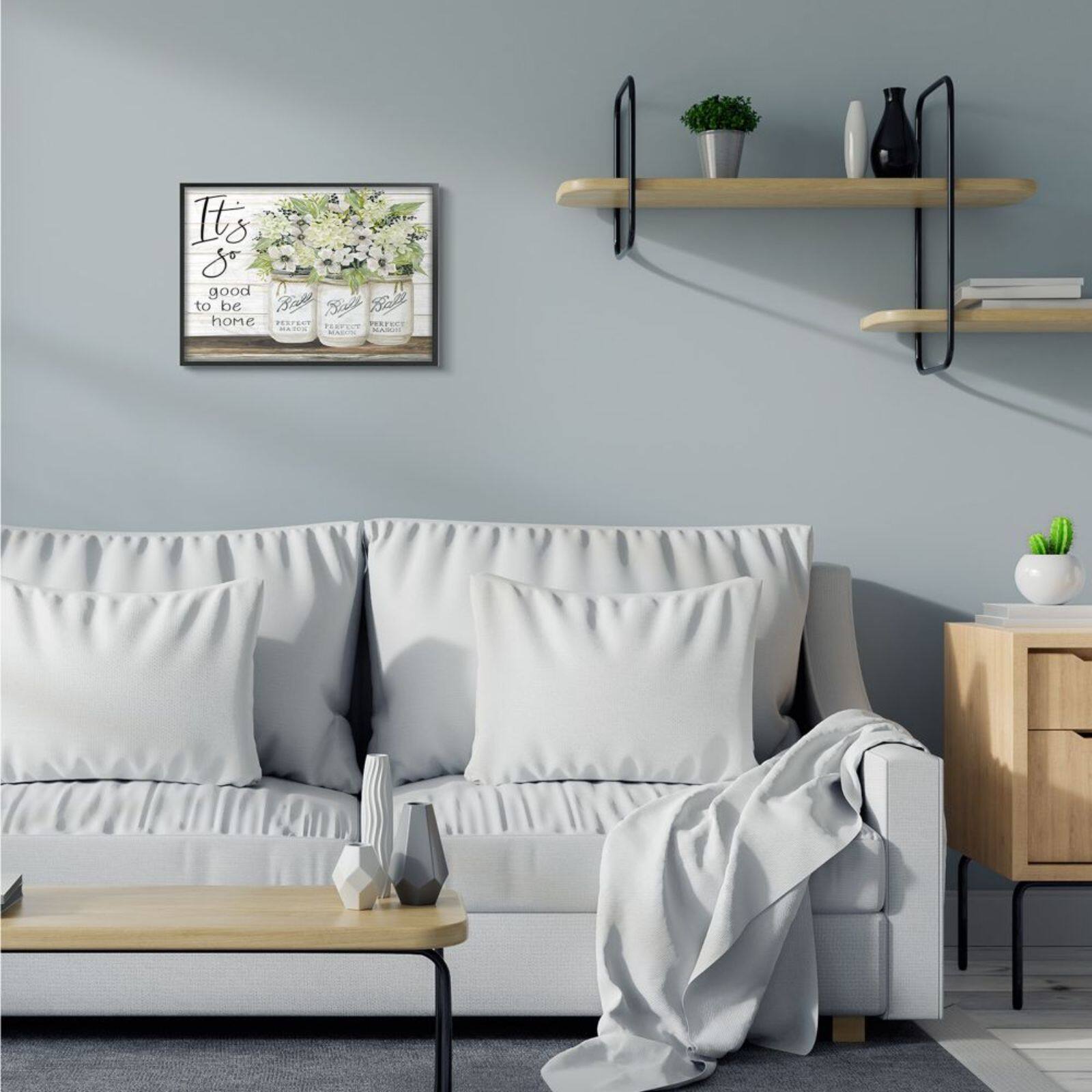Stupell Industries It&#x27;s So Good To Be Home Floral Wall Art in Black Frame