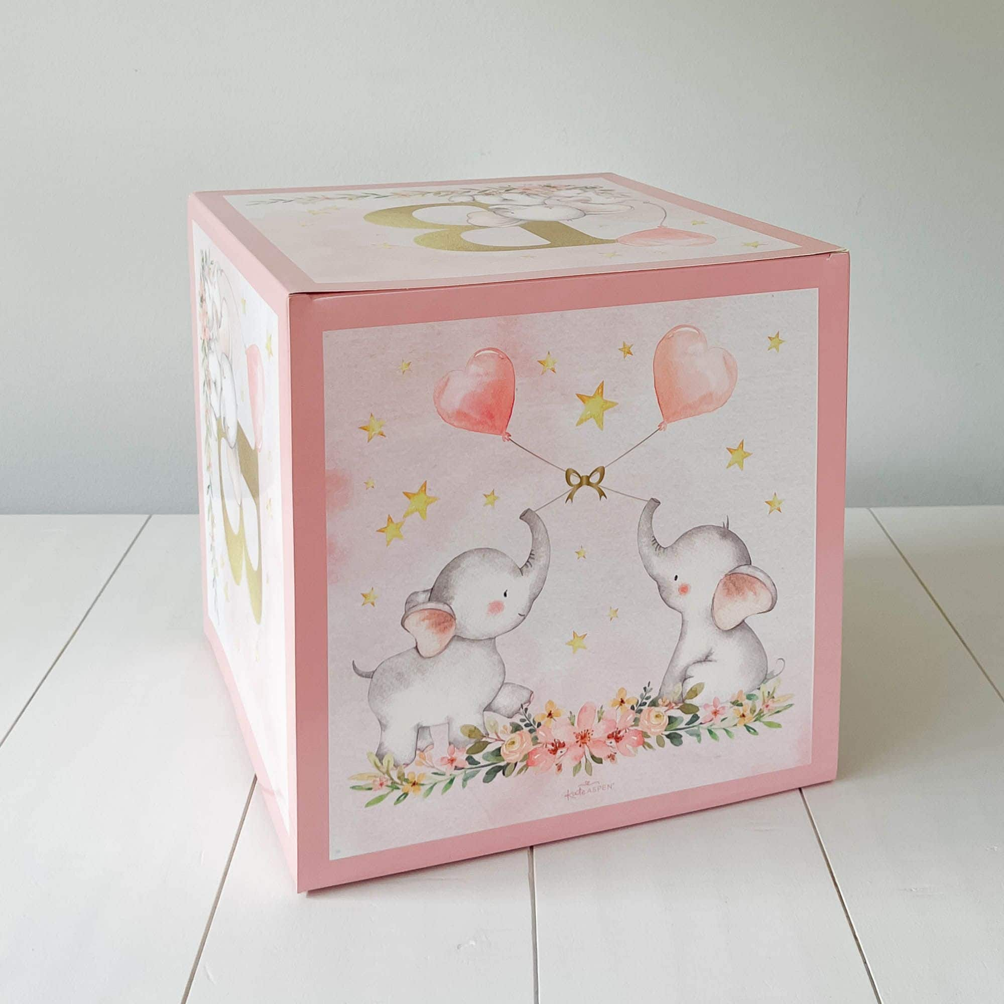 Kate Aspen&#xAE; Pink Elephant Baby Shower Block Box Set