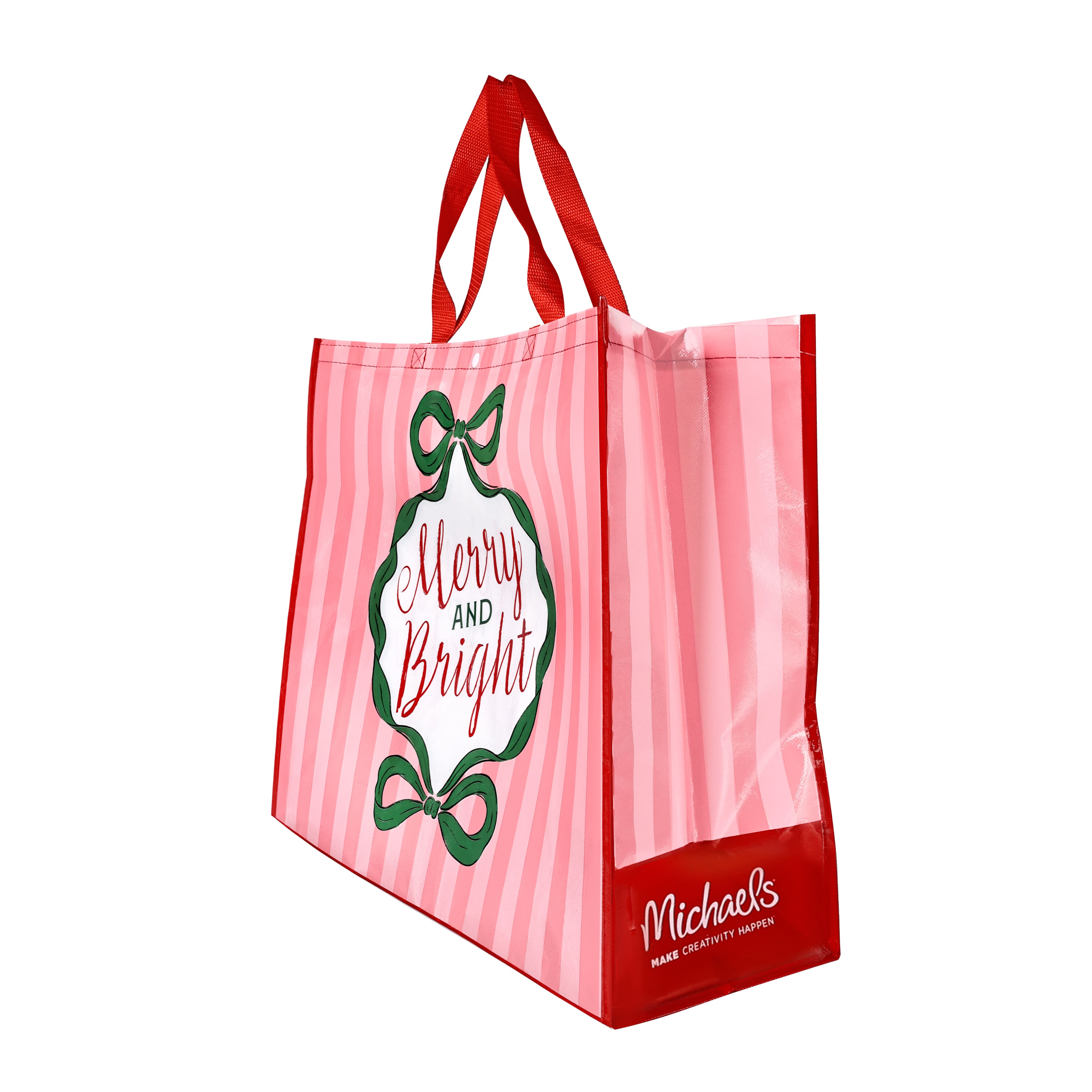 19.75" Pink Merry & Bright Reusable Tote by Celebrate It™