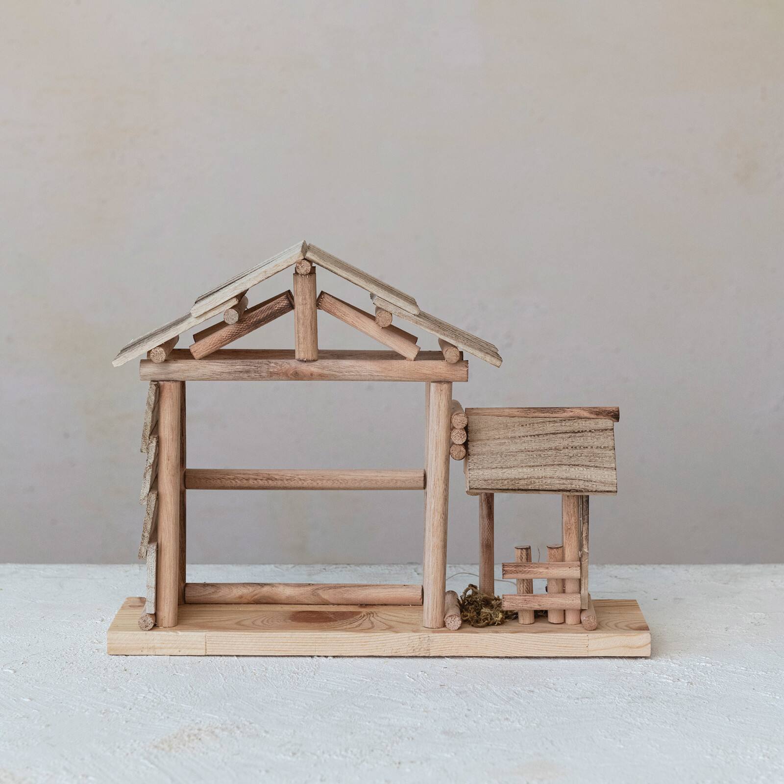 Hello Honey&#xAE; 13.75&#x22; Natural Pine Wood Nativity Creche