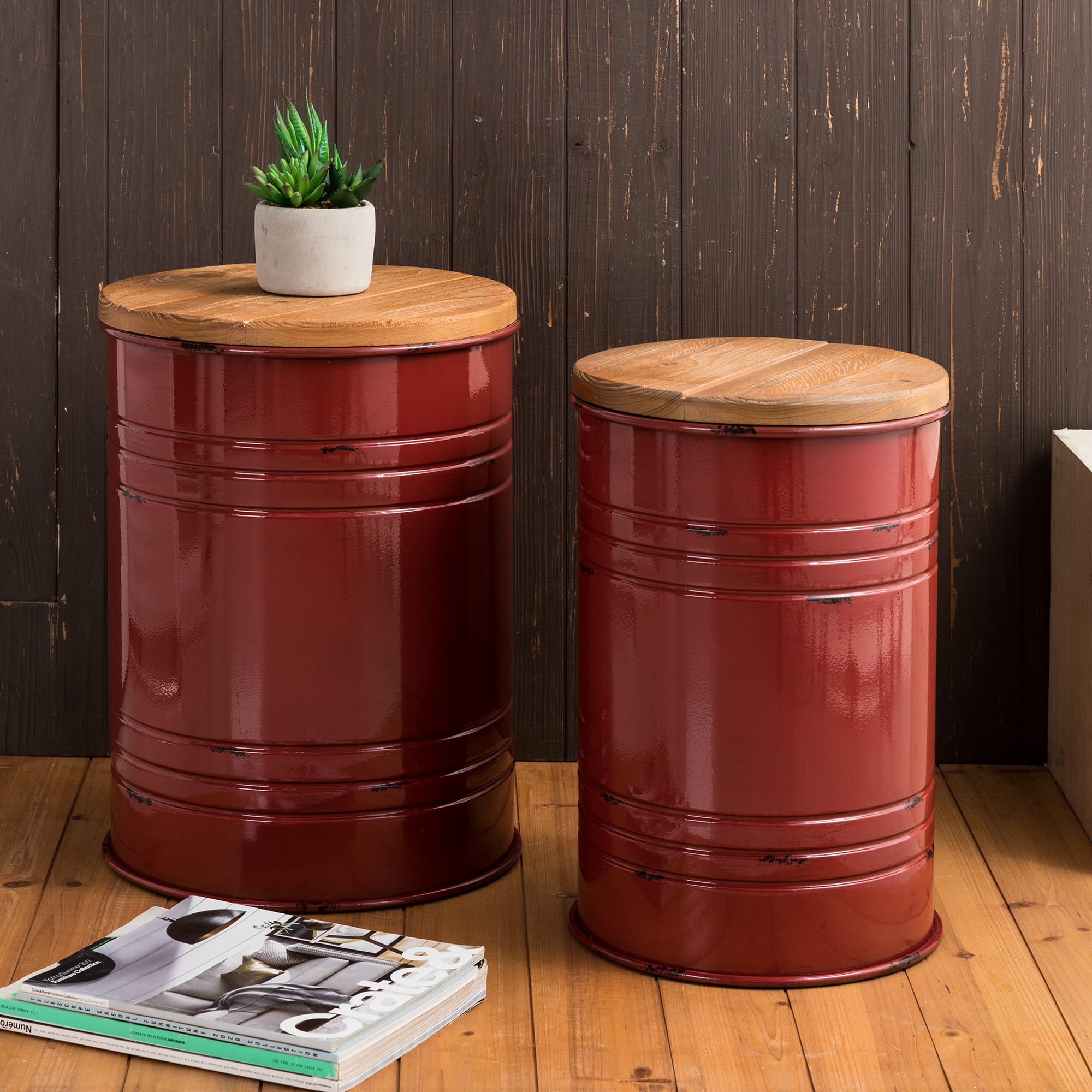 Glitzhome® Metal Storage Accent Table with Solid Wood Lid Set Michaels