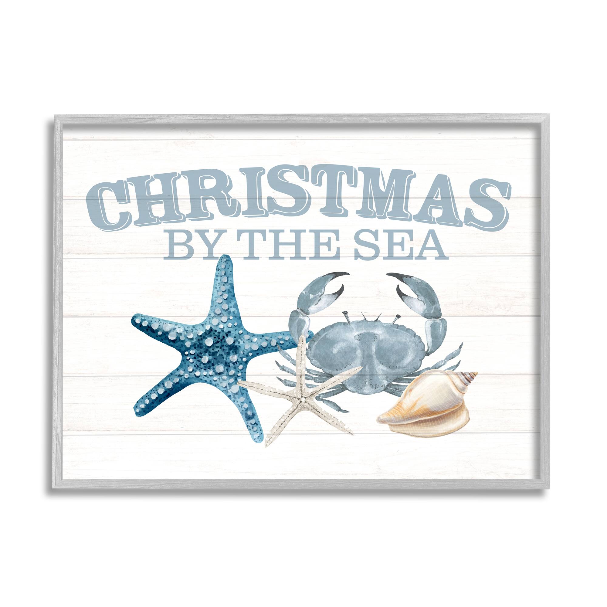 Stupell Industries Christmas By The Sea Nautical Framed Giclee Art