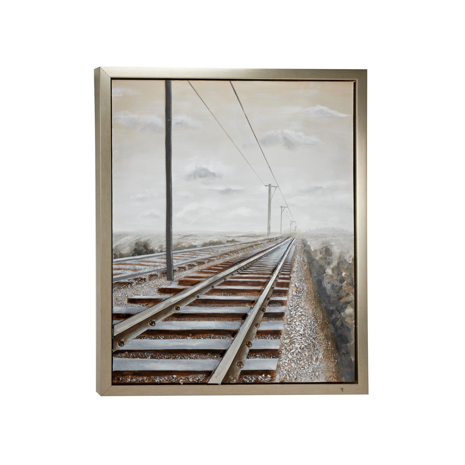 Gray Industrial Railroad Canvas Wall Art, 53" x 44"