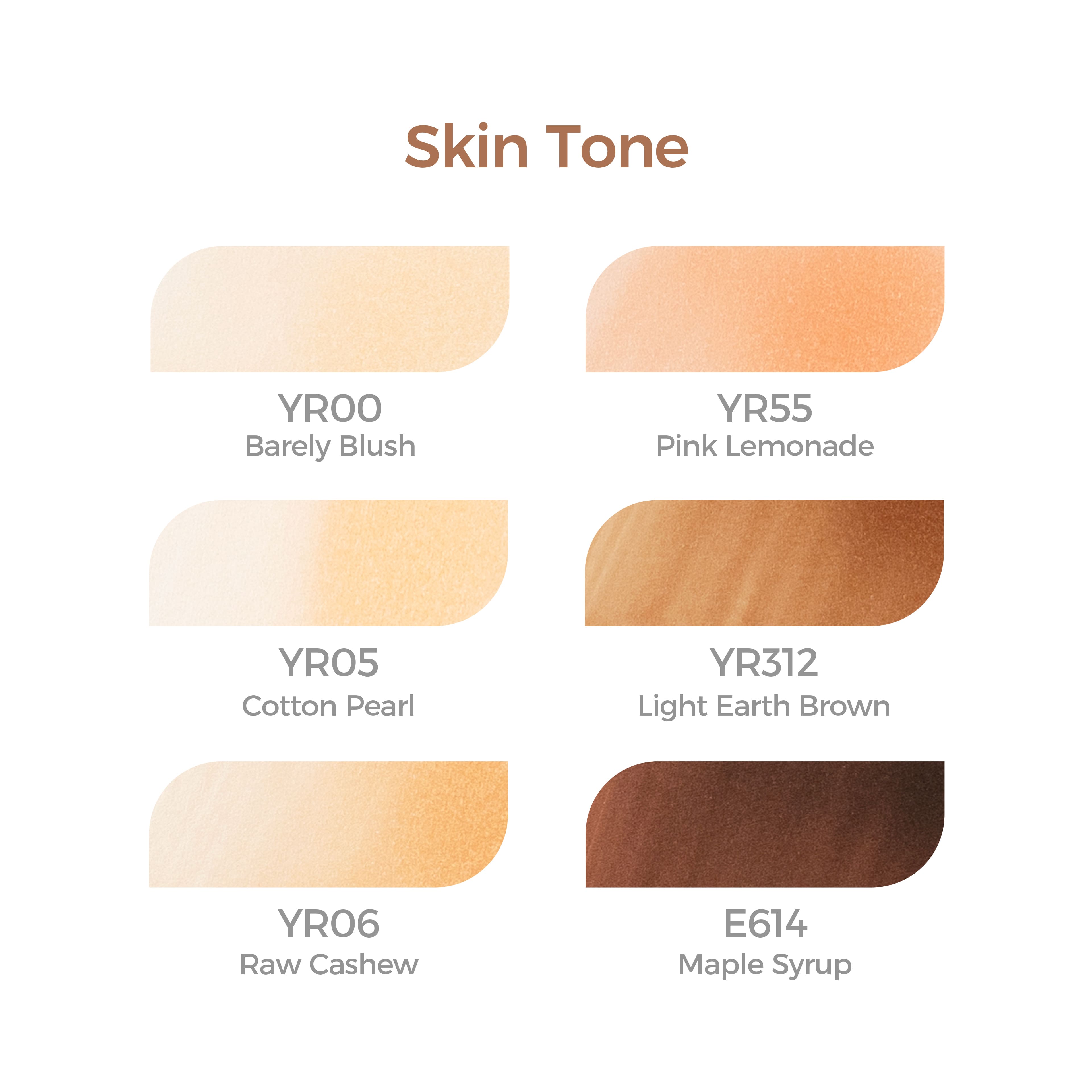 Marqueurs à alcool à deux pointes à tons de peau Honolulu d’Ohuhu, 6 unités