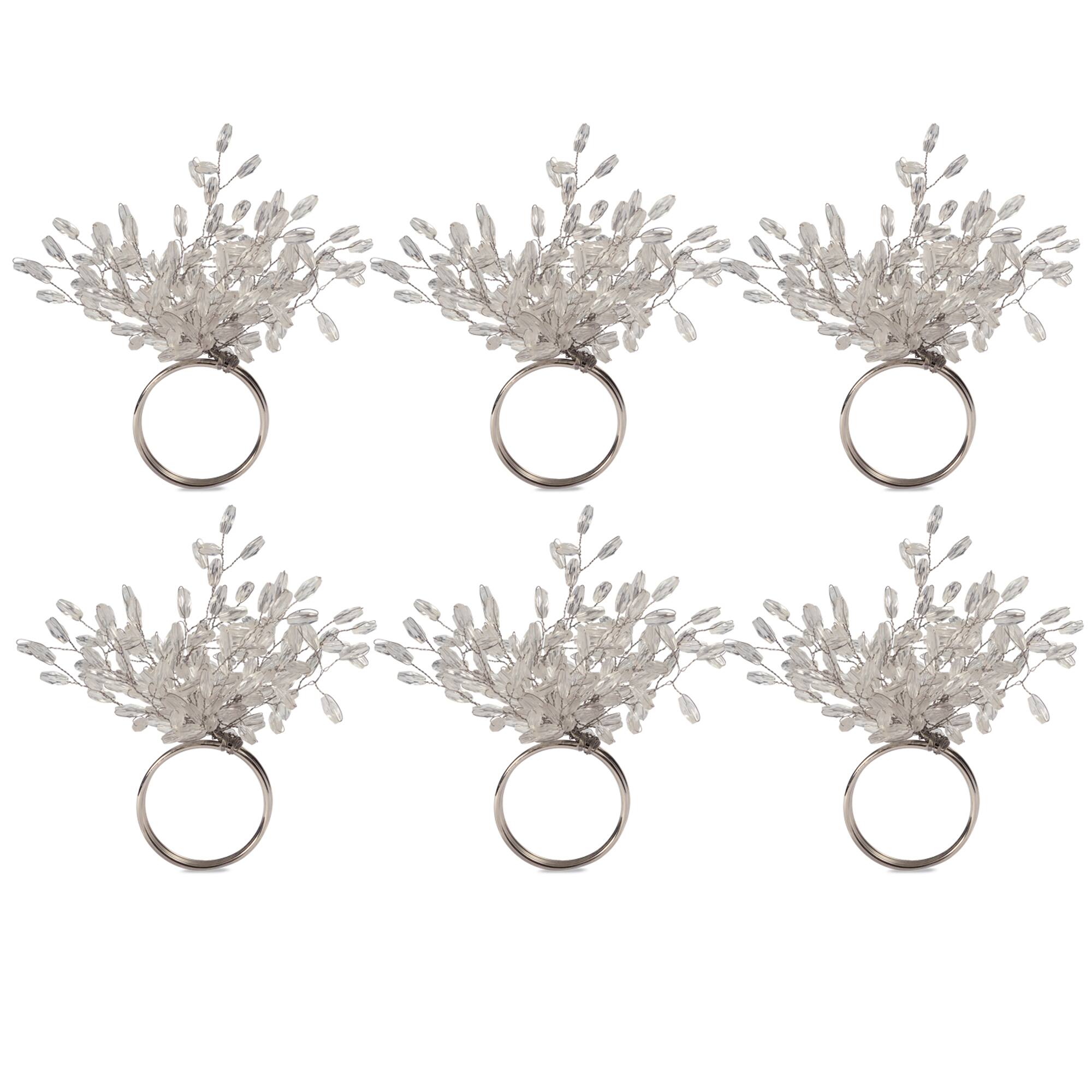 DII® Silver Beaded Burst Napkin Rings, 6ct.