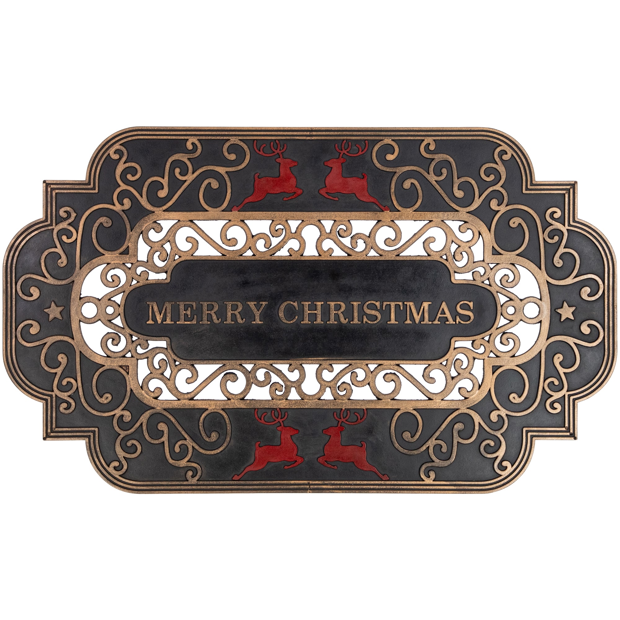 Red Reindeer Merry Christmas Doormat