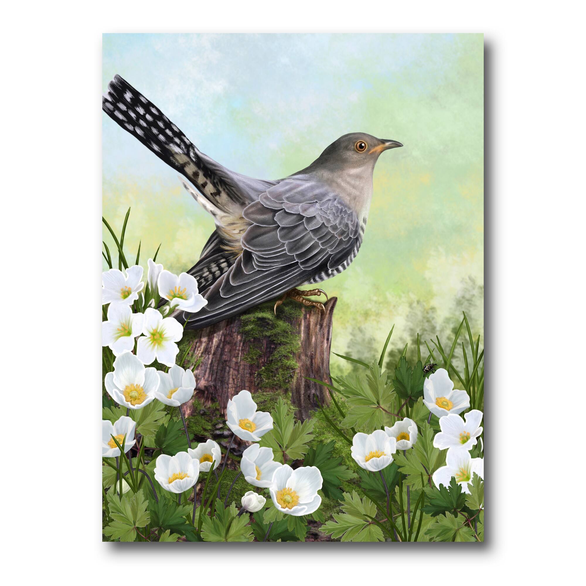 Designart - Cuckoo Bird On An Old Stump - Traditional Canvas Wall Art Print