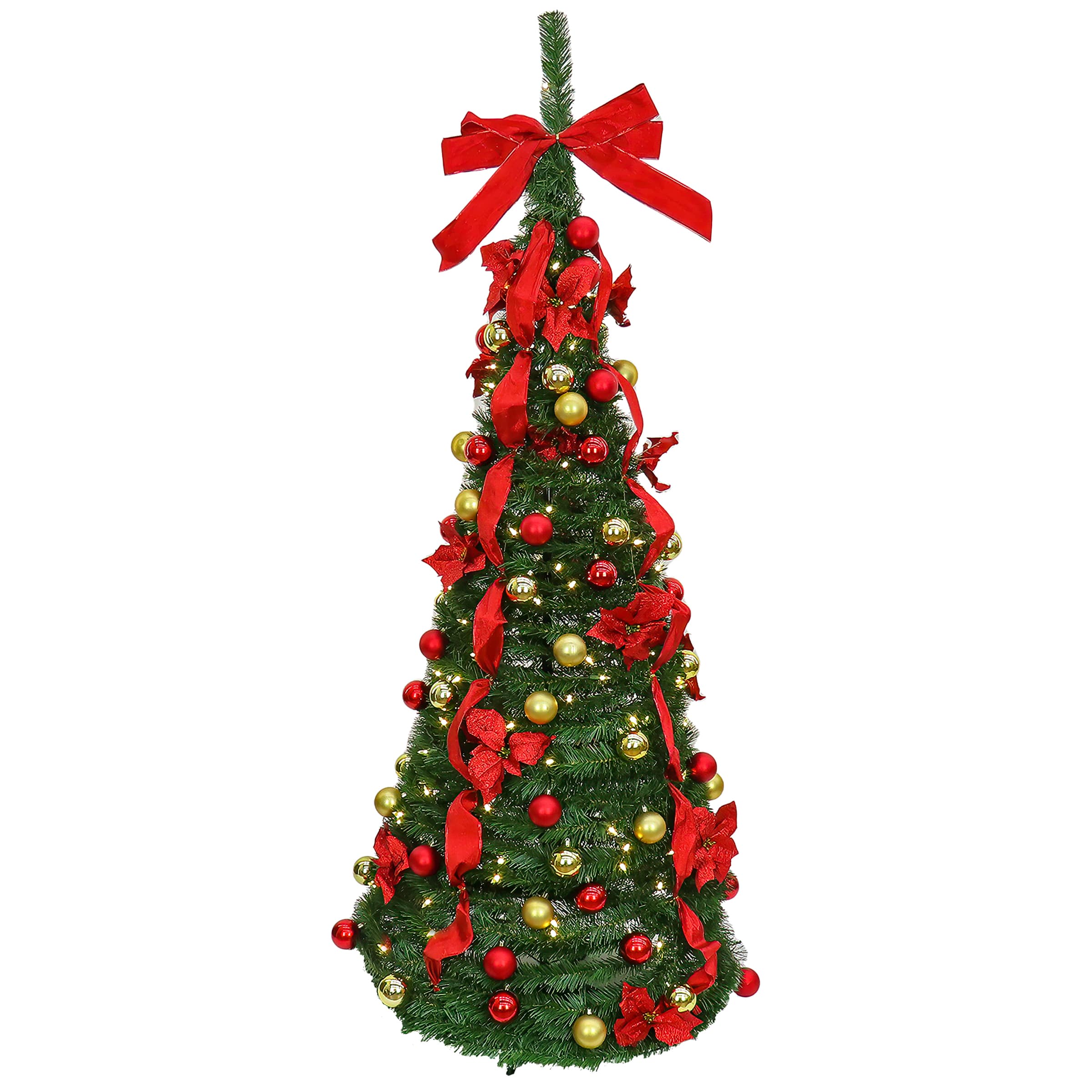 6ft. Pre-Lit Party Pop-Up Artificial Christmas Tree, Warm White LED Lights