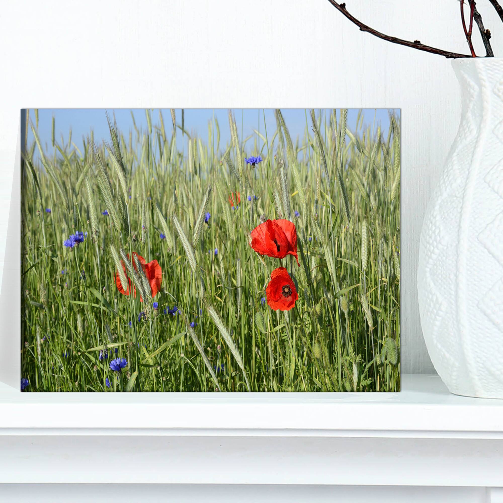 Designart - Rural Landscape with Red Poppies - Large Landscape Canvas Art