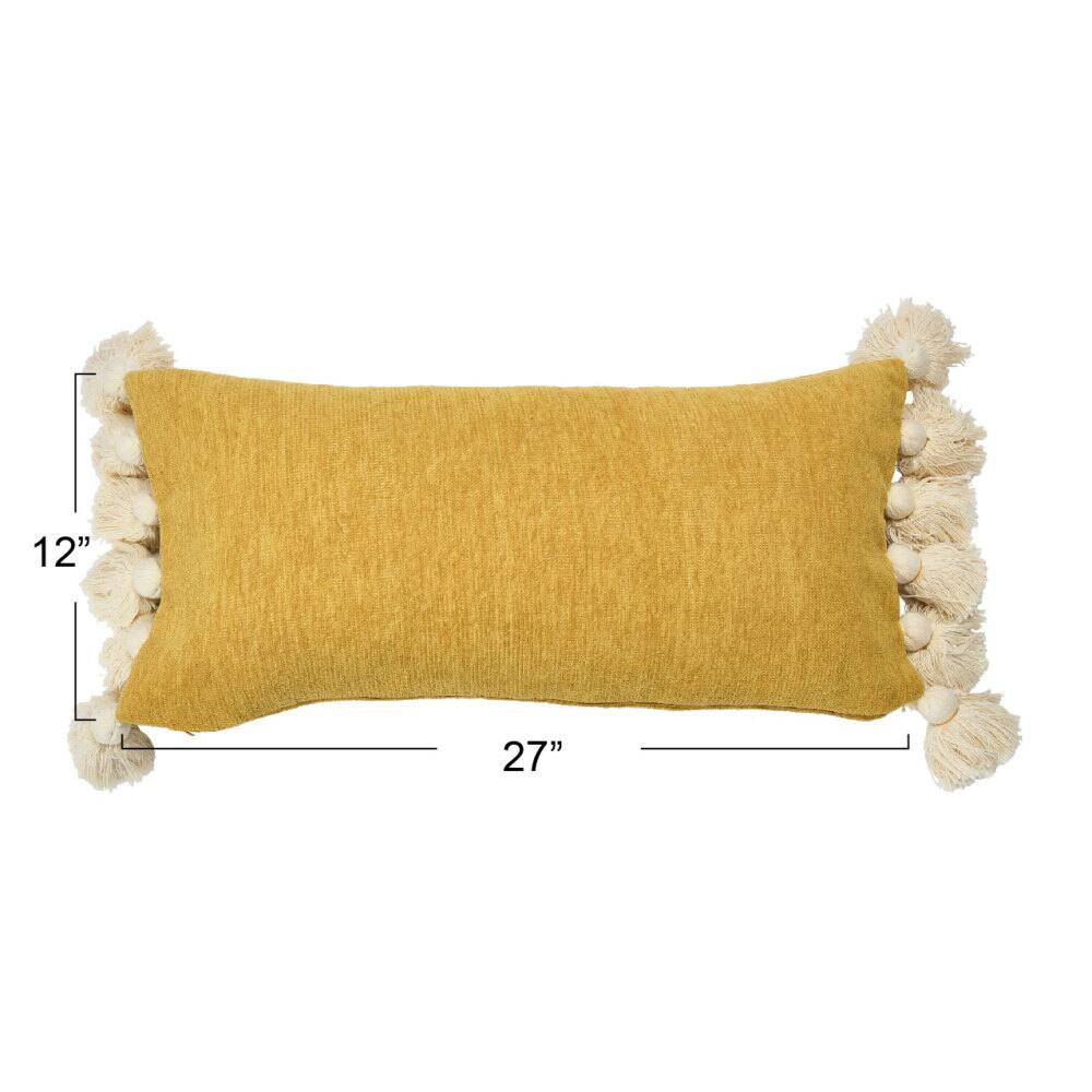 Hello Honey&#xAE; Yellow Chenille Lumbar Pillow with Tassels