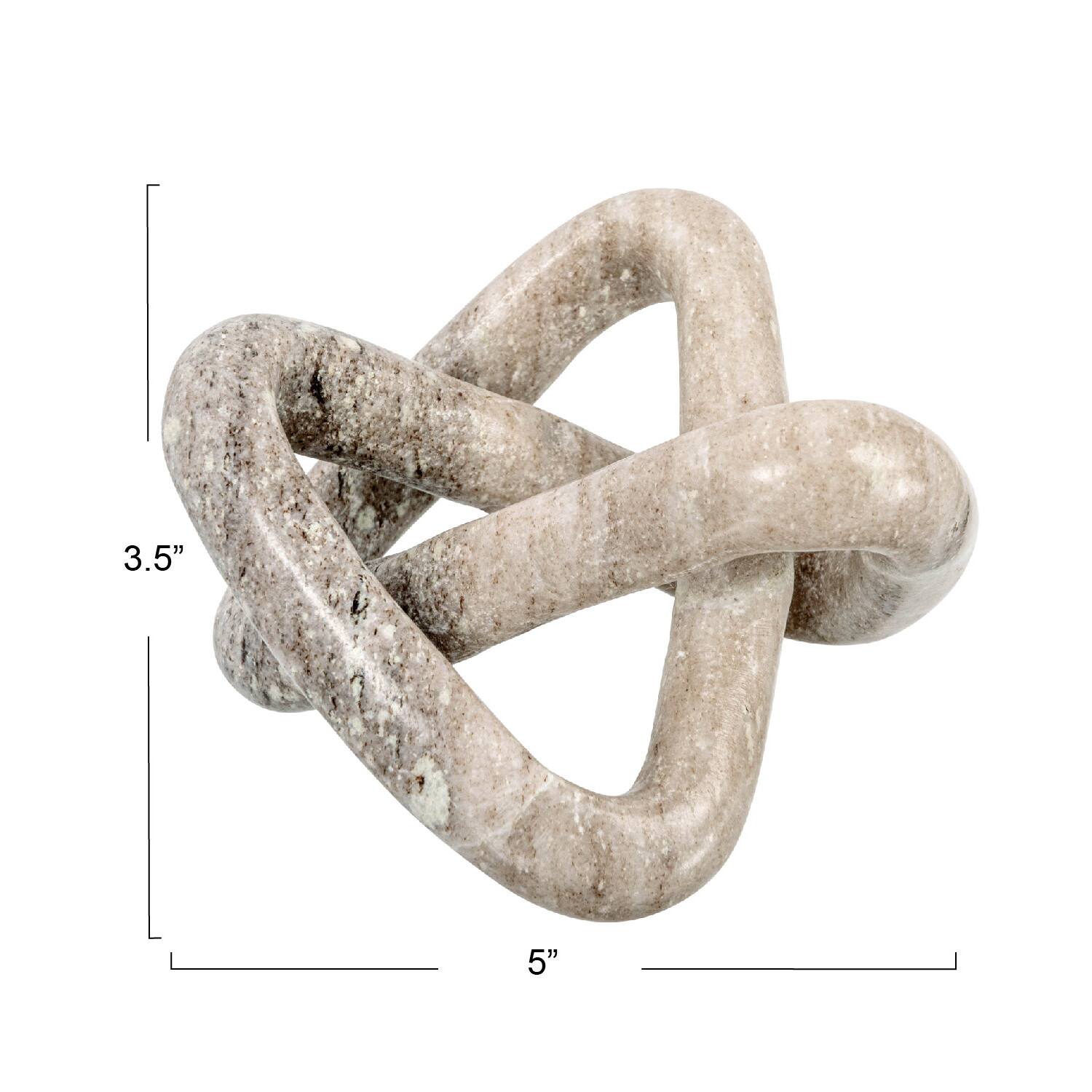 Hello Honey&#xAE; 3.5&#x22; Beige Modern Decorative Marble Link Knot