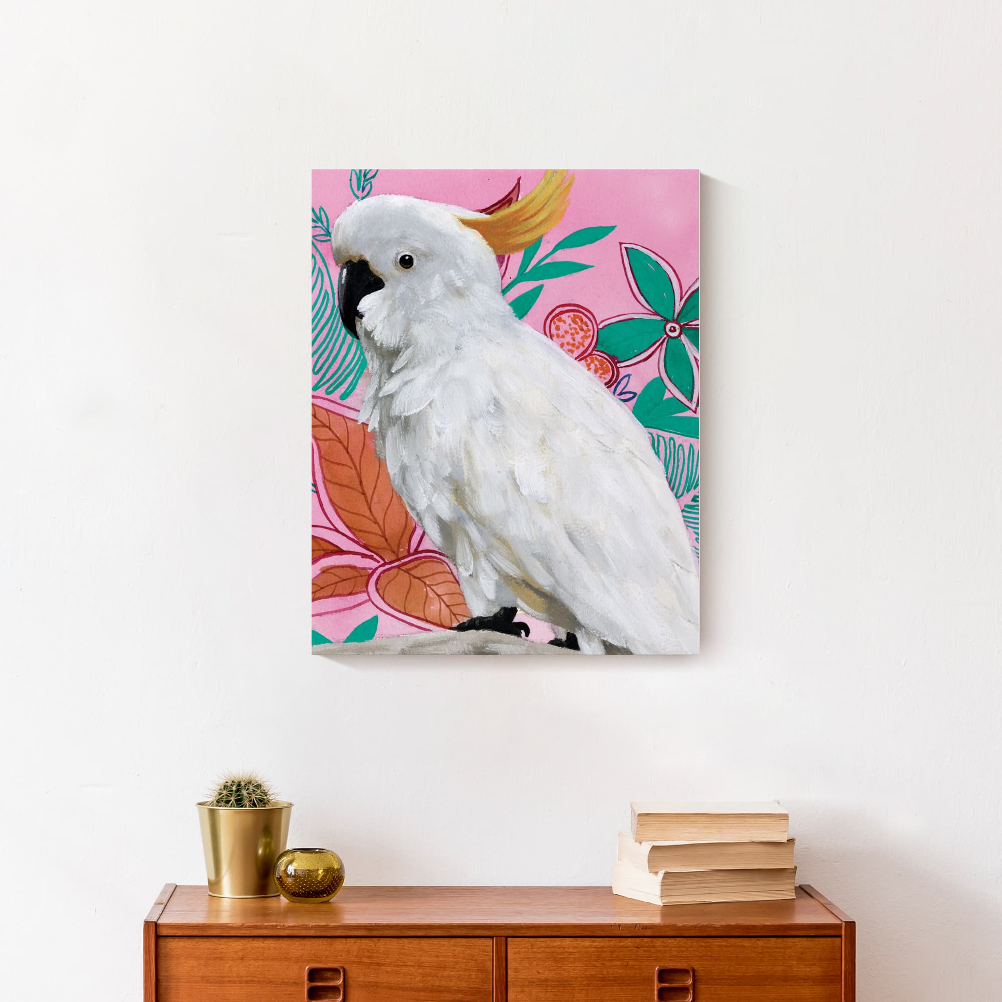 Floral Cockatoo 16" x 20" Canvas Wall Art