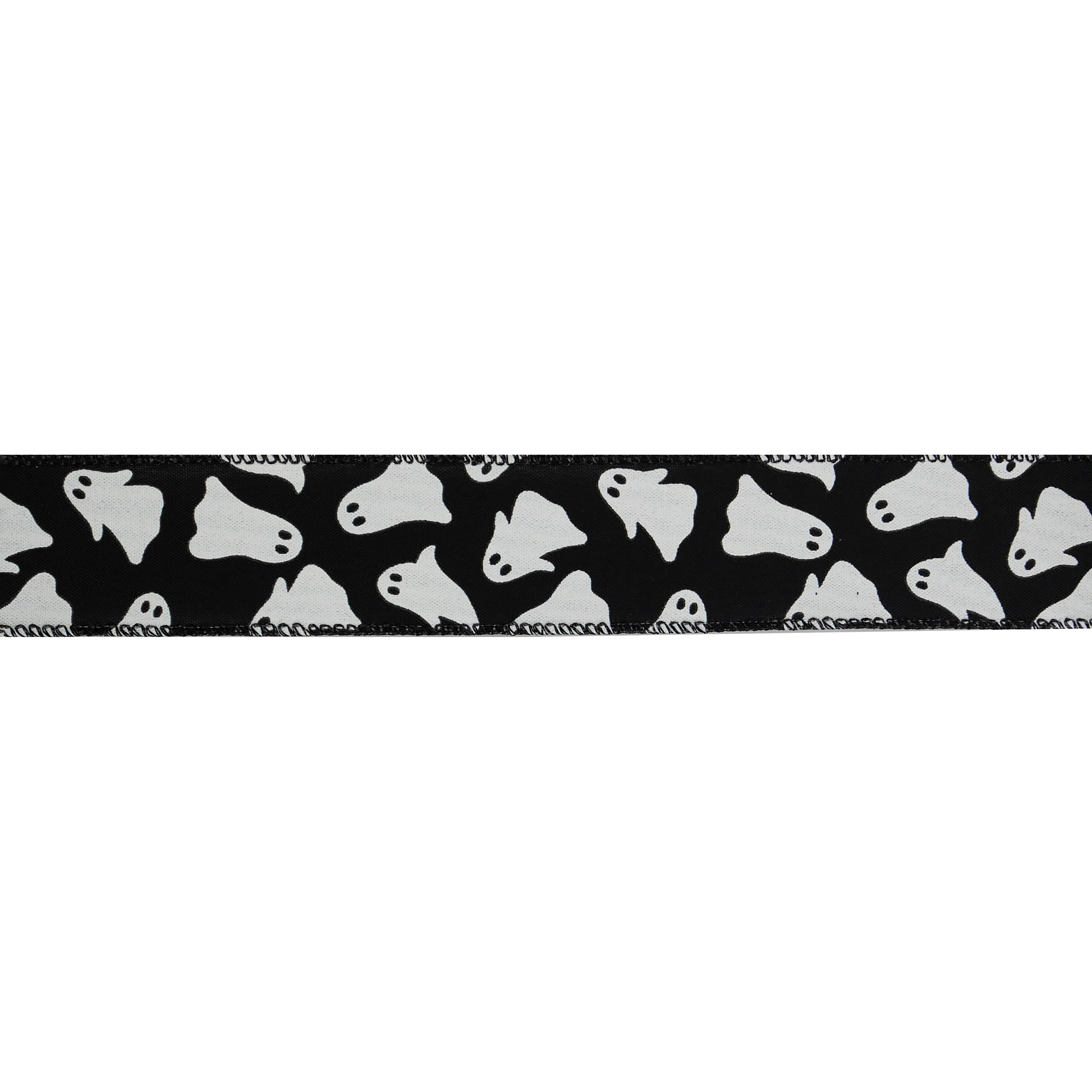 1.5&#x22; x 10yd. Black &#x26; White Ghost Wired Taffeta Ribbon by Celebrate It&#xAE; Halloween