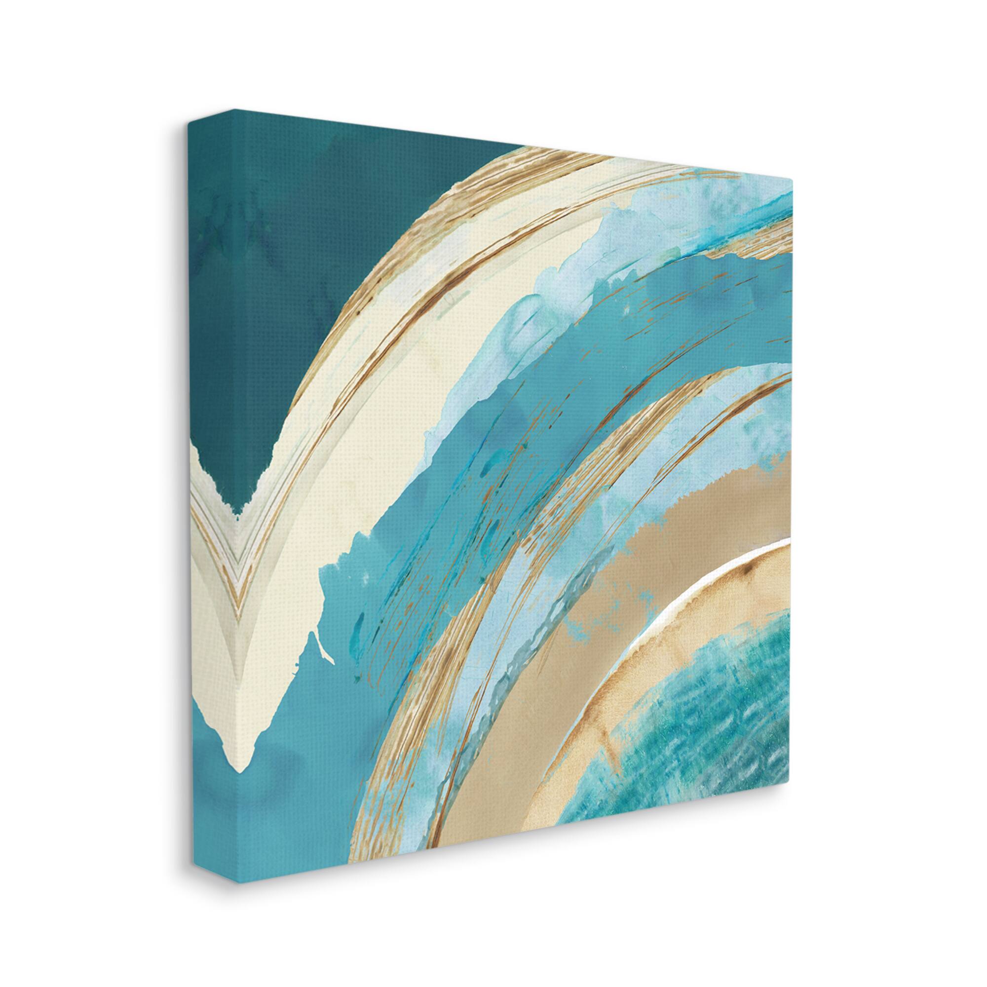 Stupell Industries Blue Wave Rainbow Abstract Canvas Wall Art