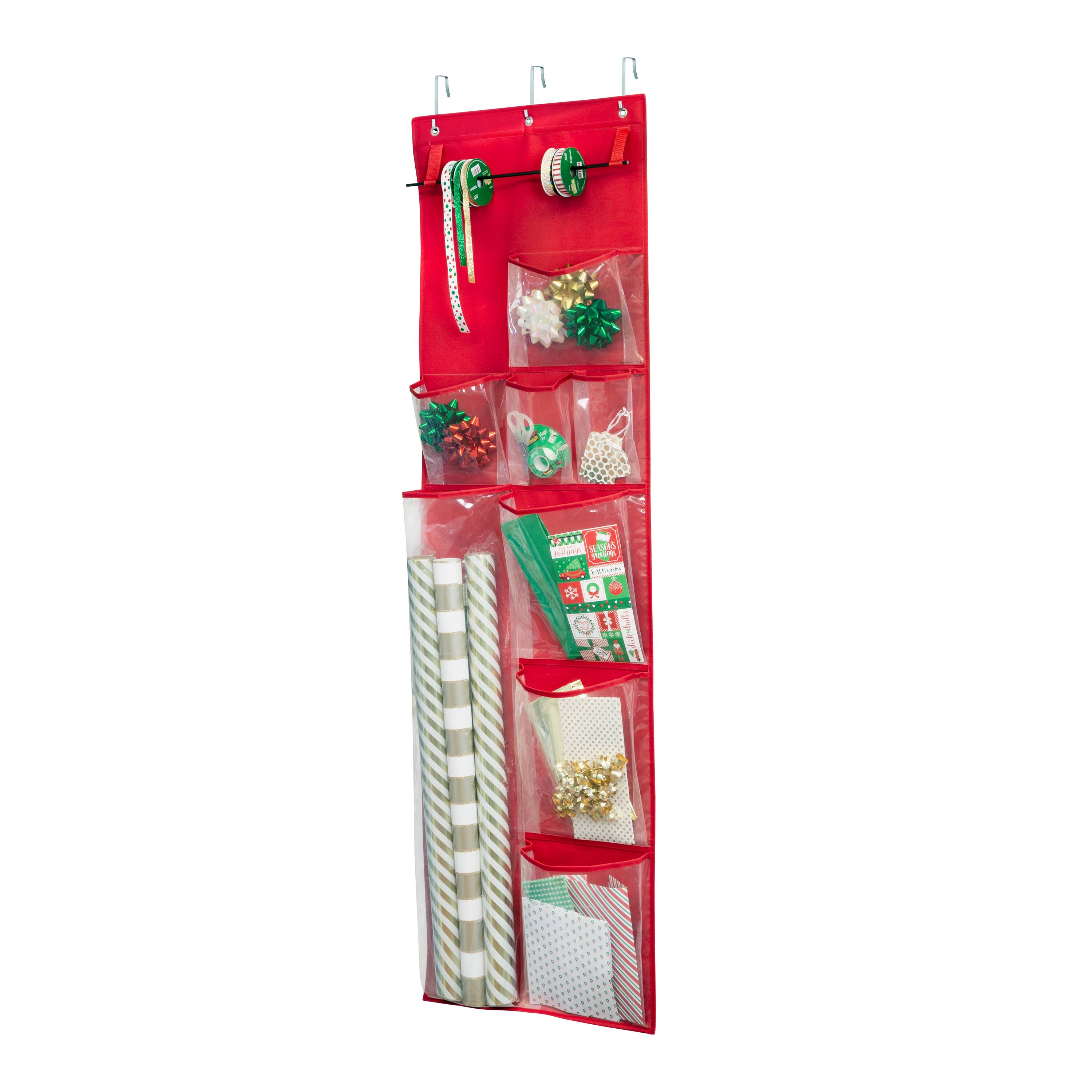 Honey Can Do Red Over-the-Door Holiday Gift Wrap Organizer