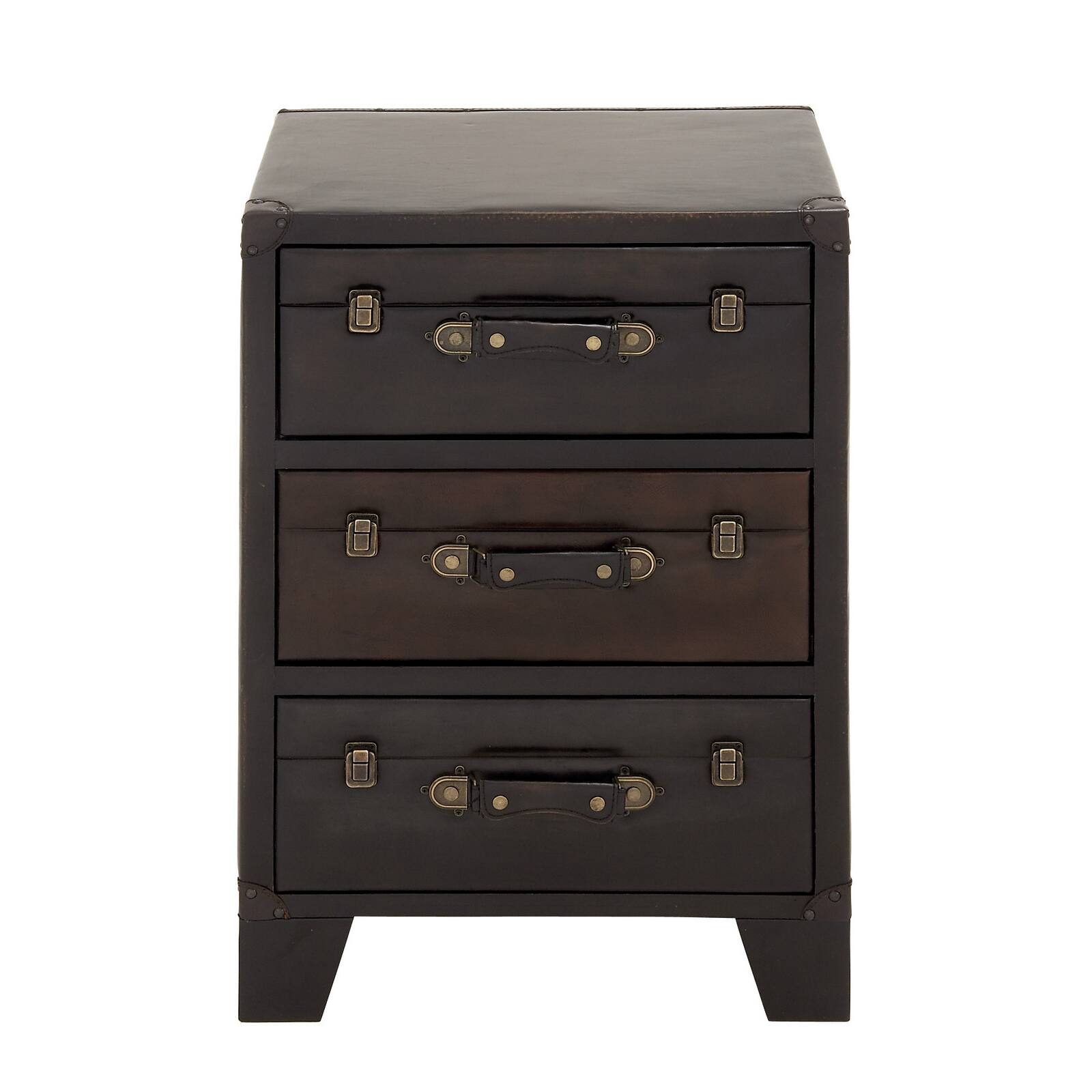 Dark Brown Wood 3-Drawer Traditional Cabinet