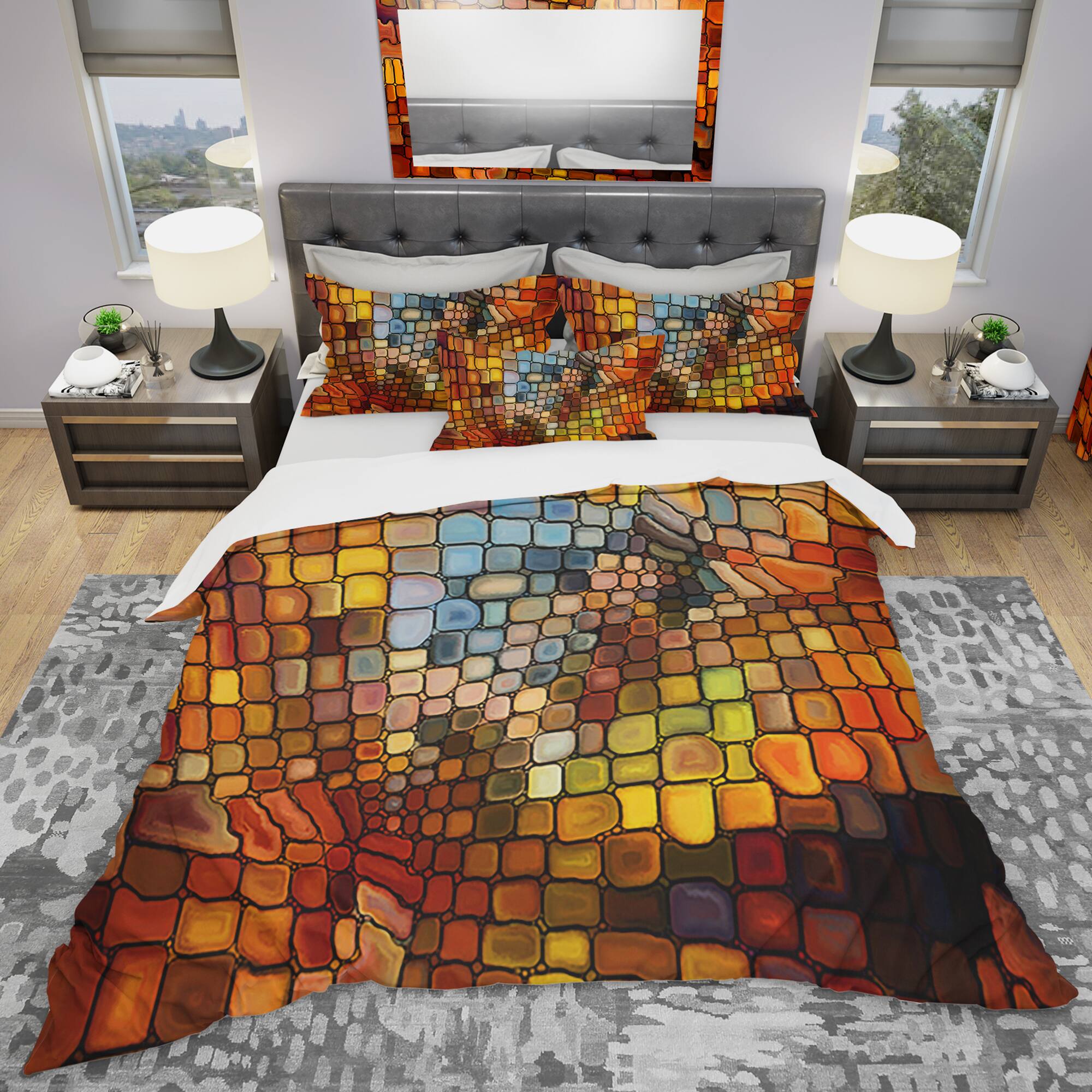 Designart &#x27;Dreaming of Stained Glass&#x27; Modern &#x26; Contemporary Bedding Set - Duvet Cover &#x26; Shams