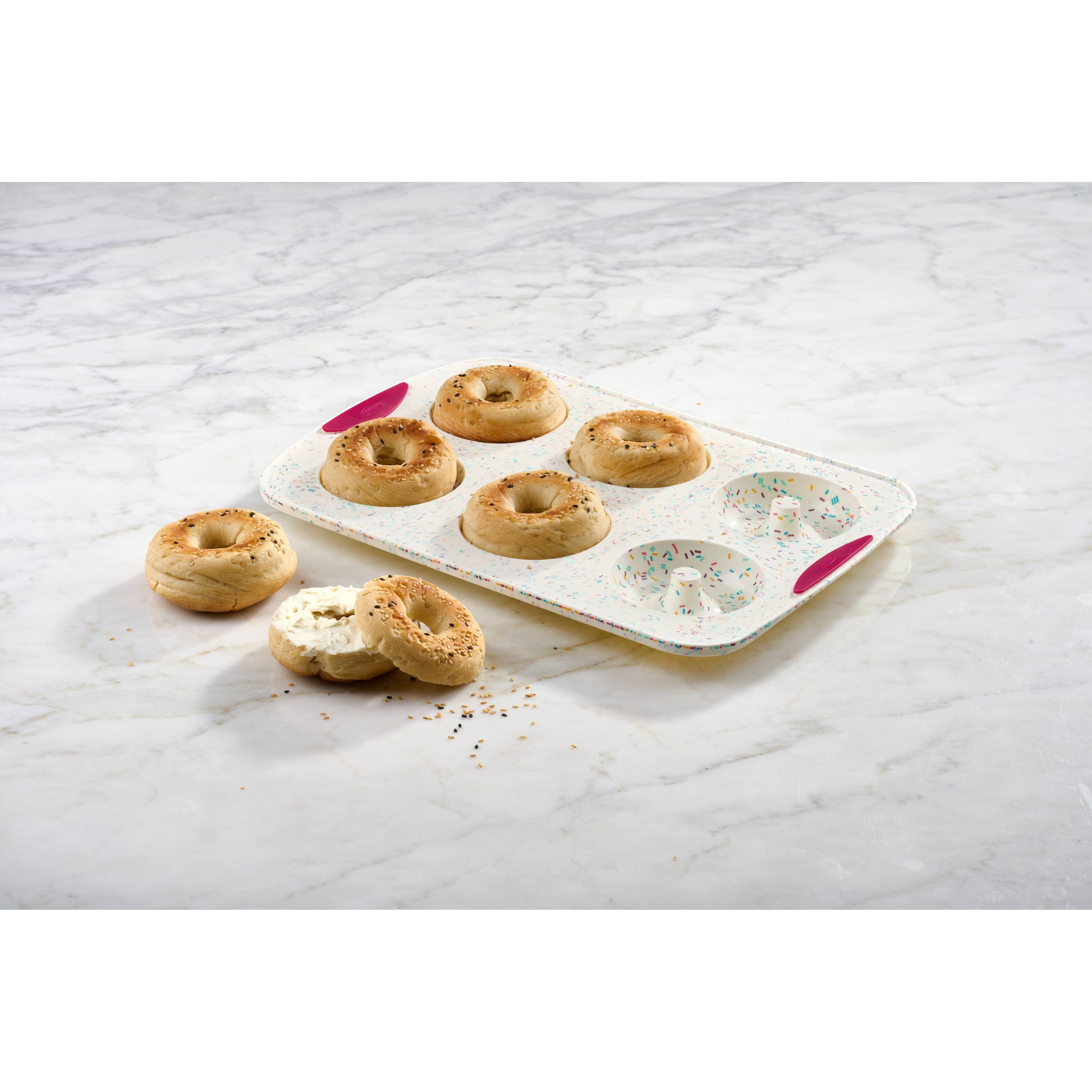 White Confetti Silicone 6-Count Jumbo Donut Pan, Trudeau