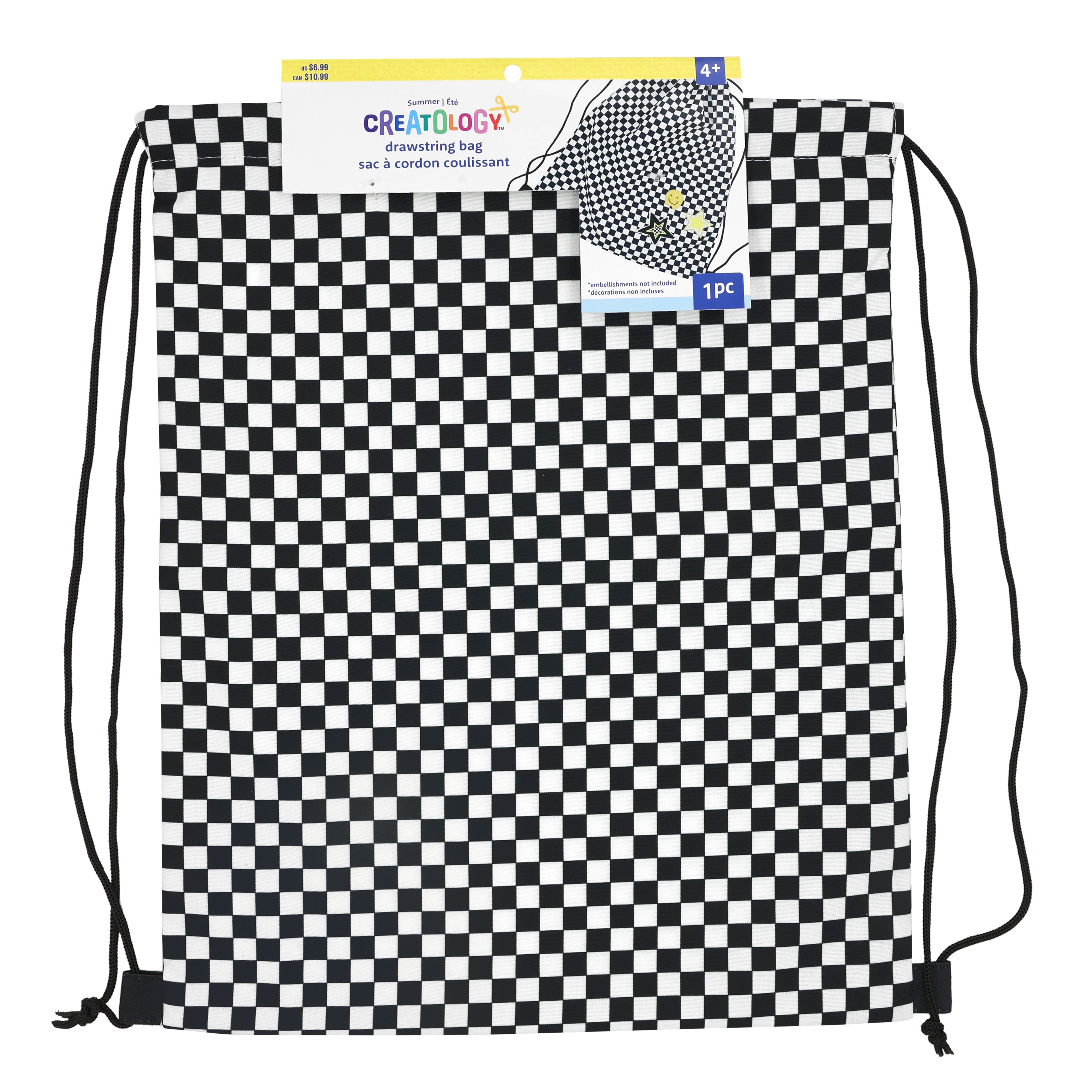 Summer Black &#x26; White Check Drawstring Bag by Creatology&#x2122;
