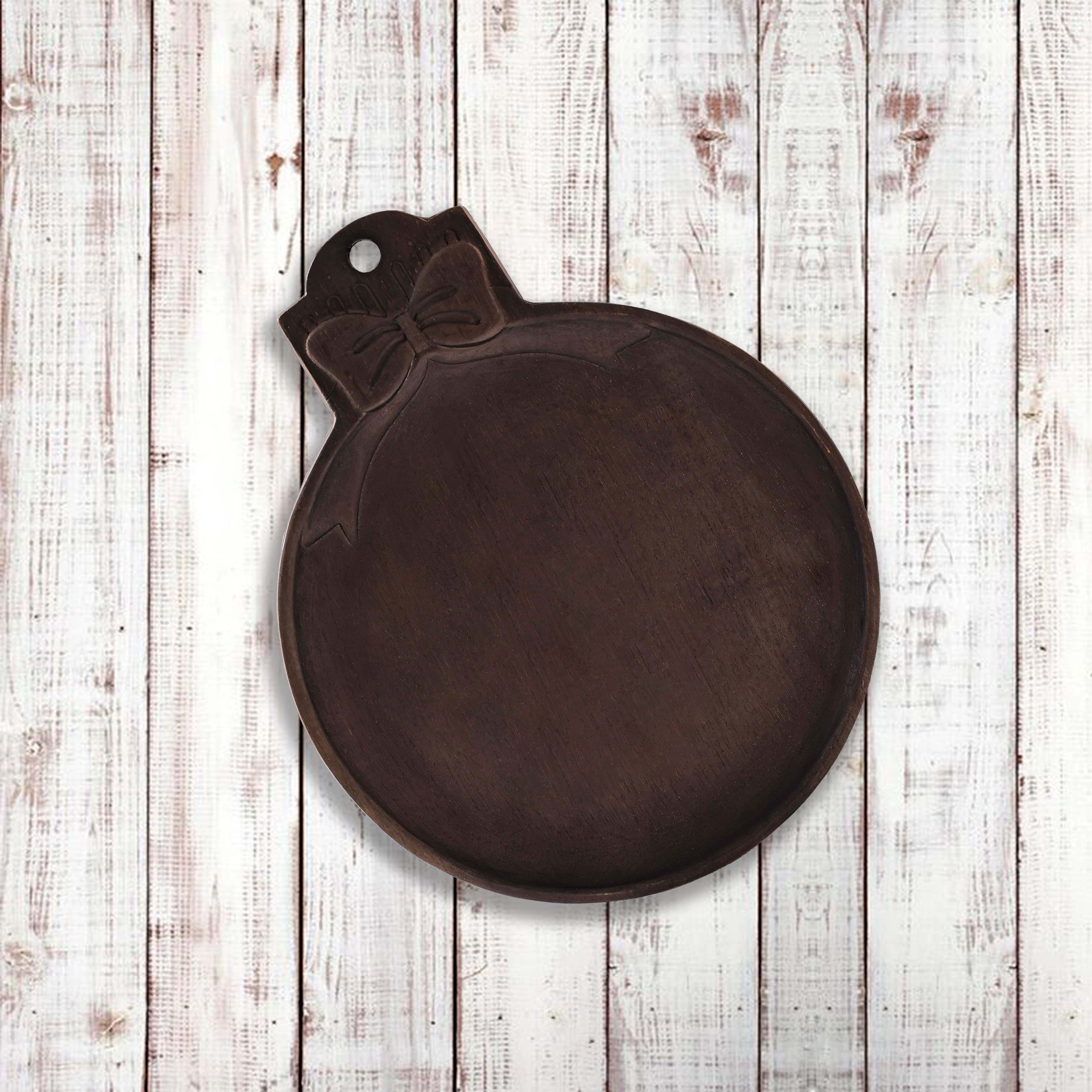 11&#x22; Dark Brown Wooden Ball Ornament Tabletop Tray by Ashland&#xAE;