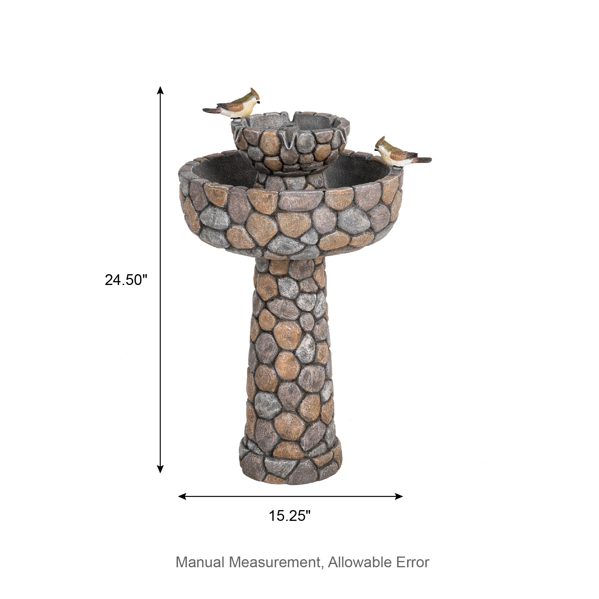 Glitzhome&#xAE; 2ft. 2-Tier Stone-Like Outdoor Birdbath Fountain