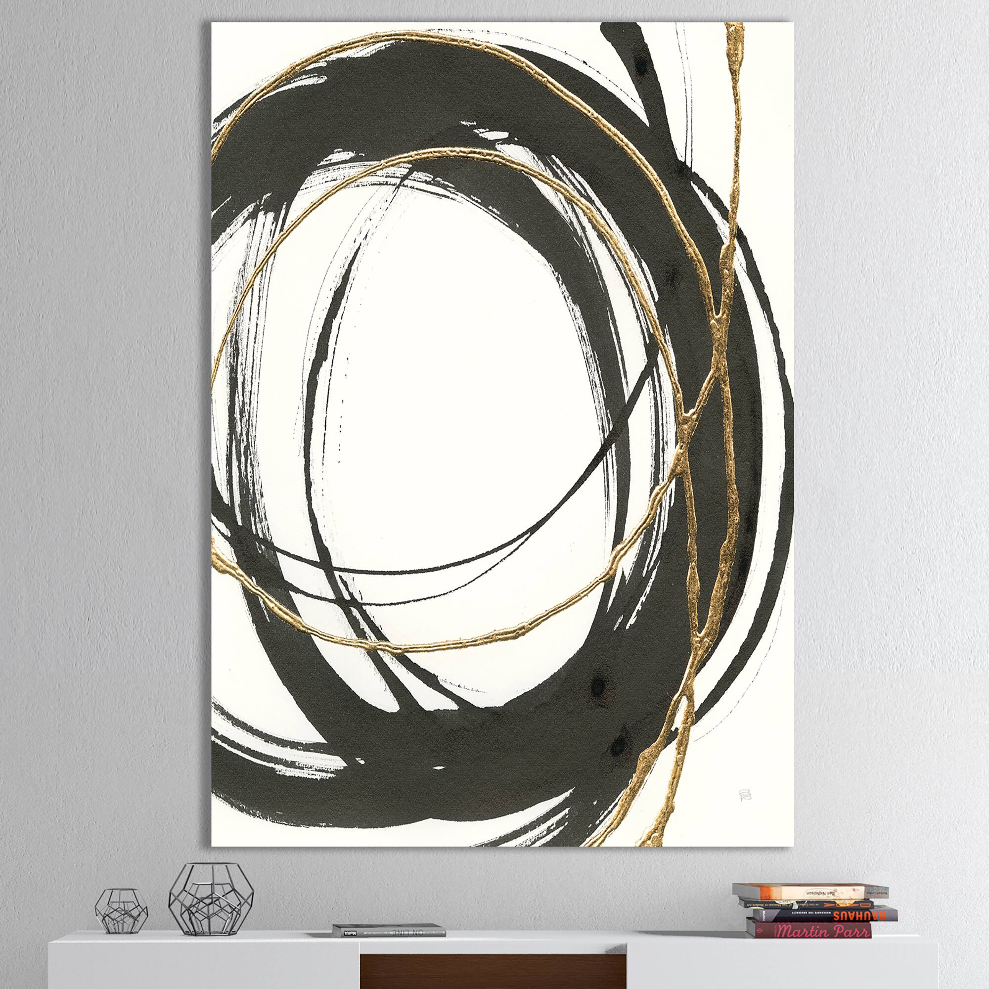 Designart - Gold Glamour Circle III - Posh & Luxe Gallery-wrapped Canvas